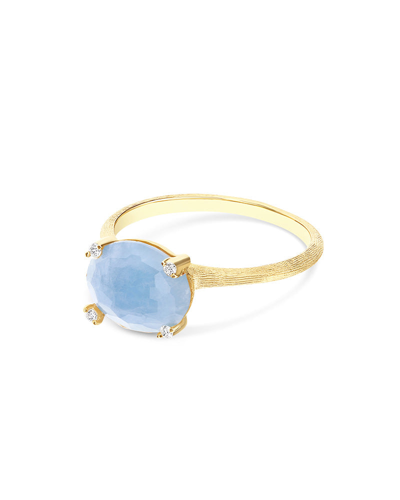 "Ipanema" gold, aquamarine and diamonds ring (medium)