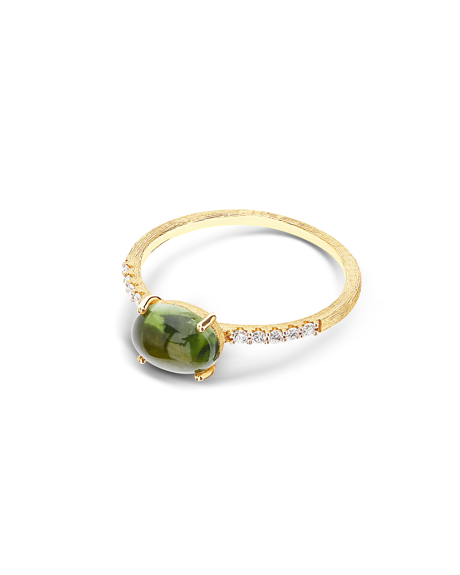 "Tourmalines" Gold, diamonds and green tourmaline ring (medium)