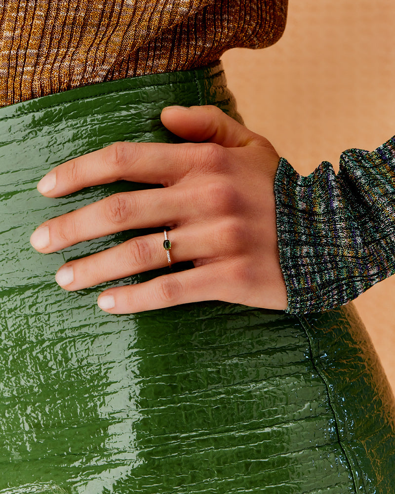 "Tourmalines" Gold, diamonds and green tourmaline ring (small)