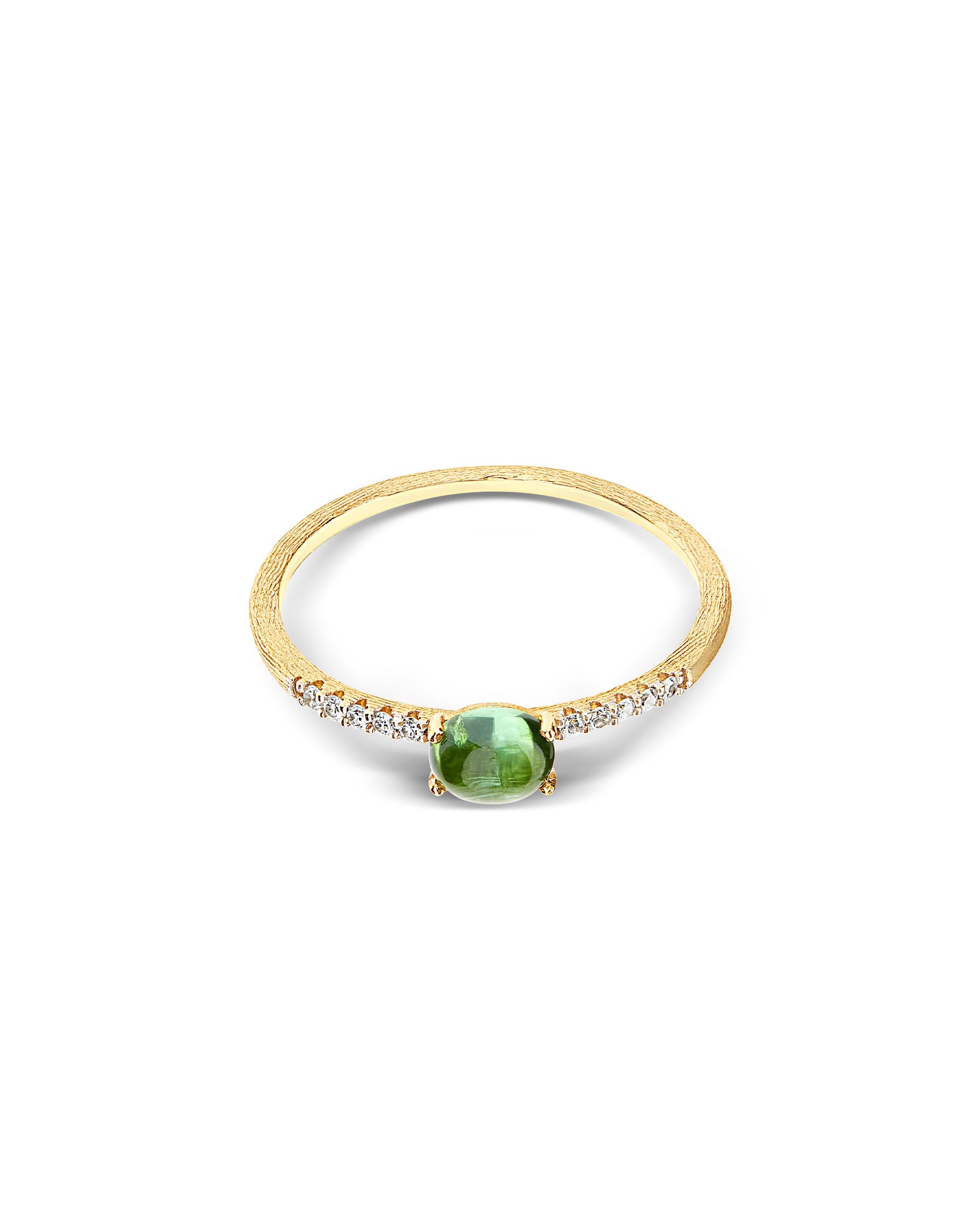 "Tourmalines" Gold, diamonds and green tourmaline ring (small)