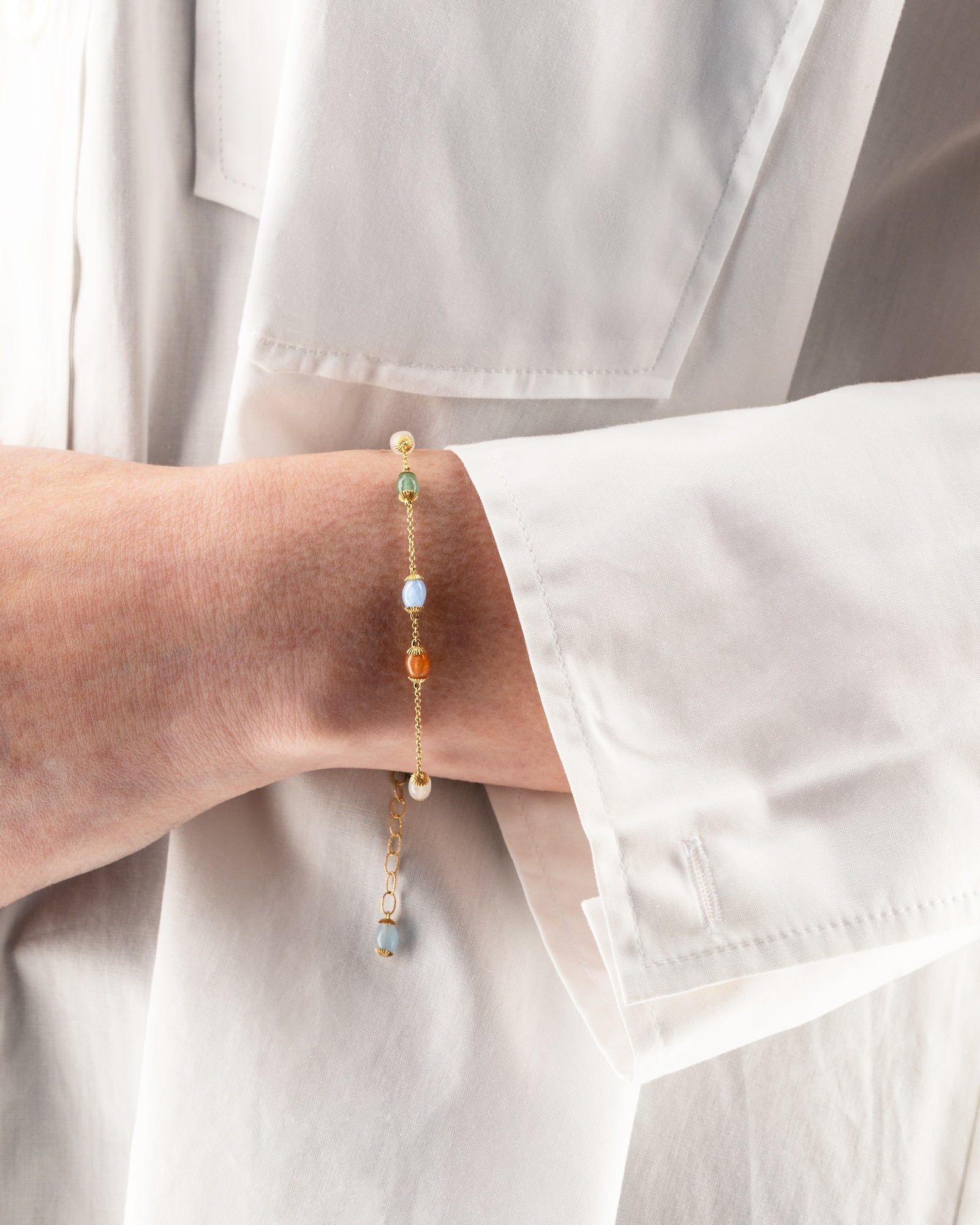 "Rainbow" Gold and Natural Stones Bracelet