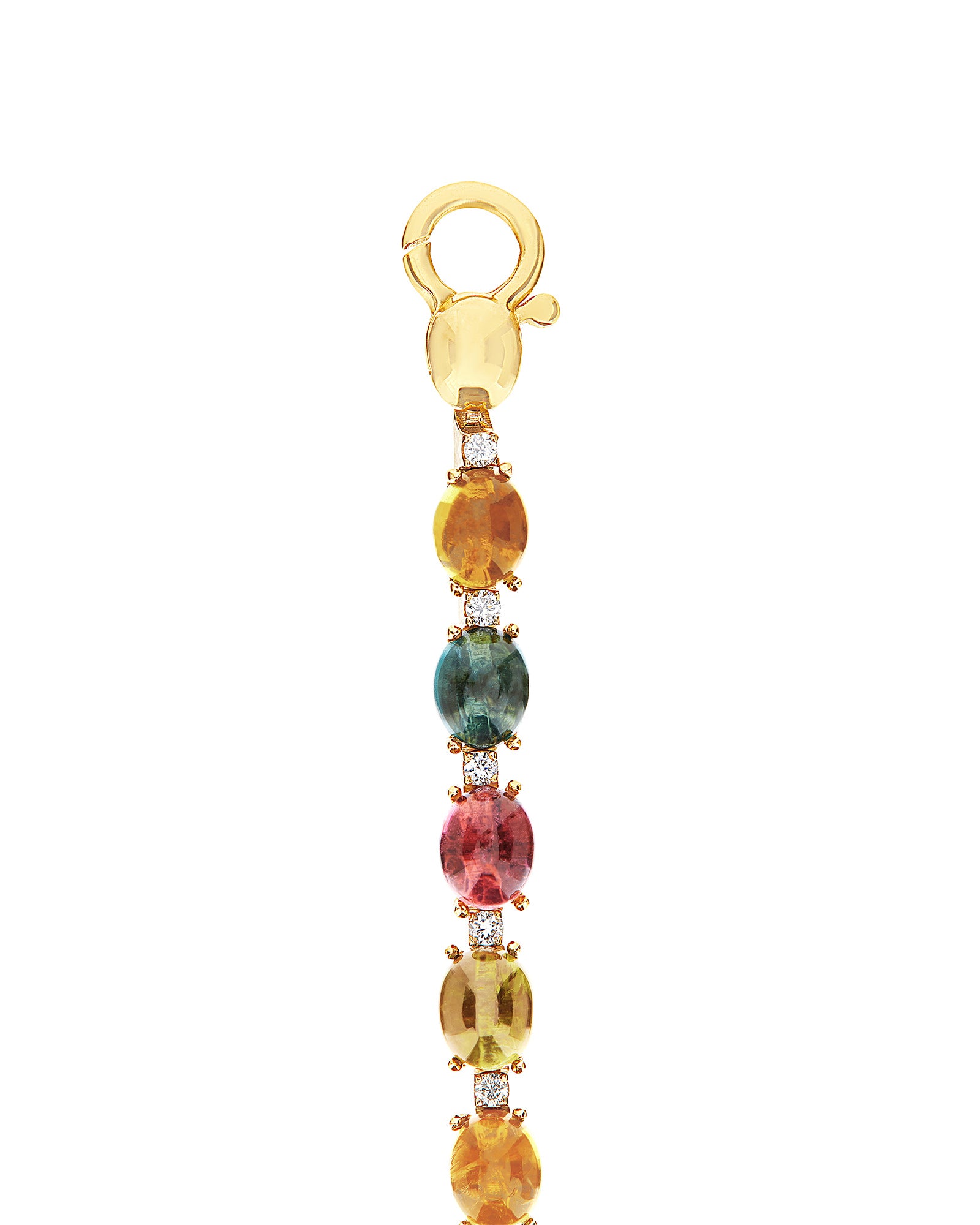 "Tourmalines" Gold, diamonds and tourmaline colorful tennis bracelet