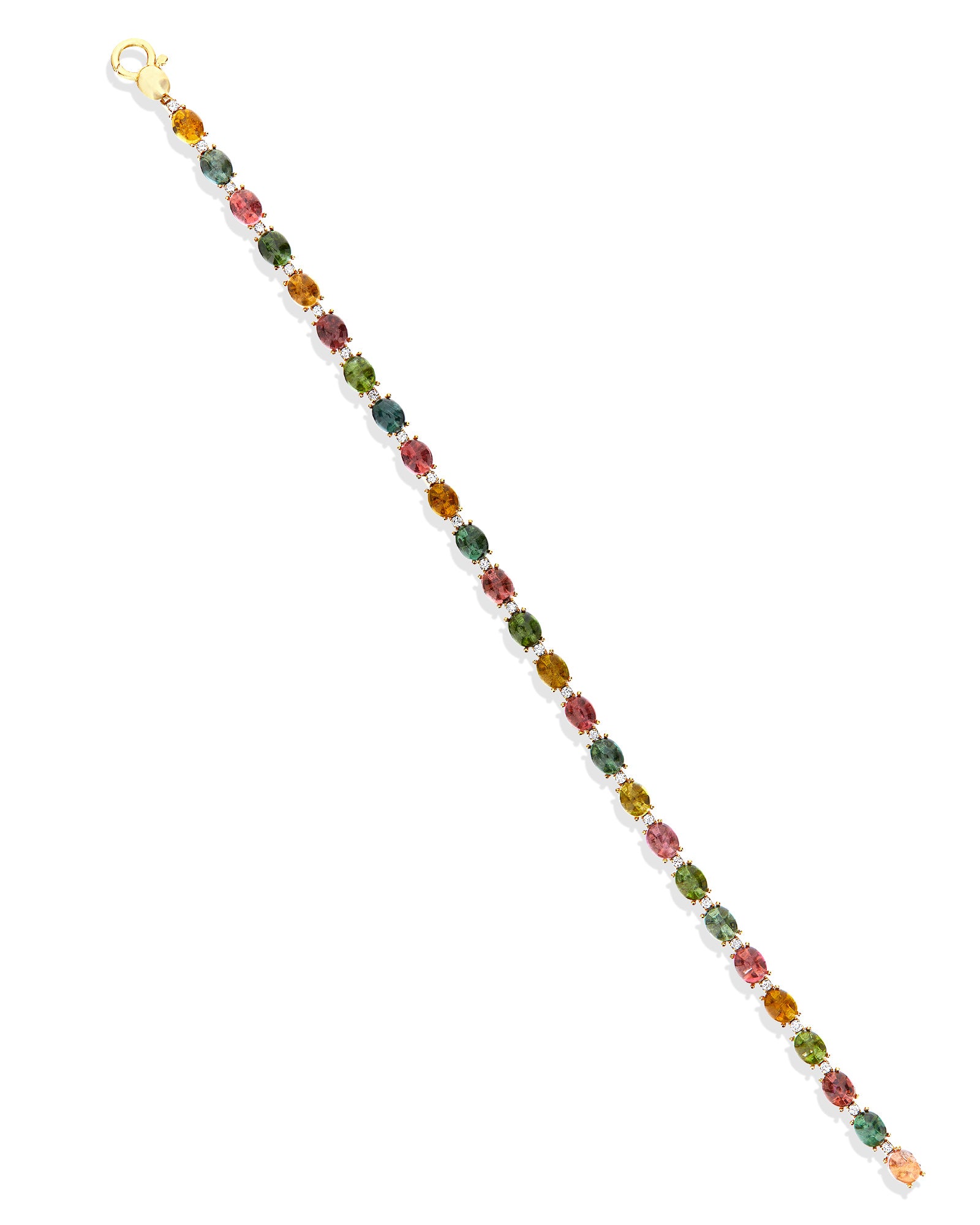 "Tourmalines" Gold, diamonds and tourmaline colorful tennis bracelet