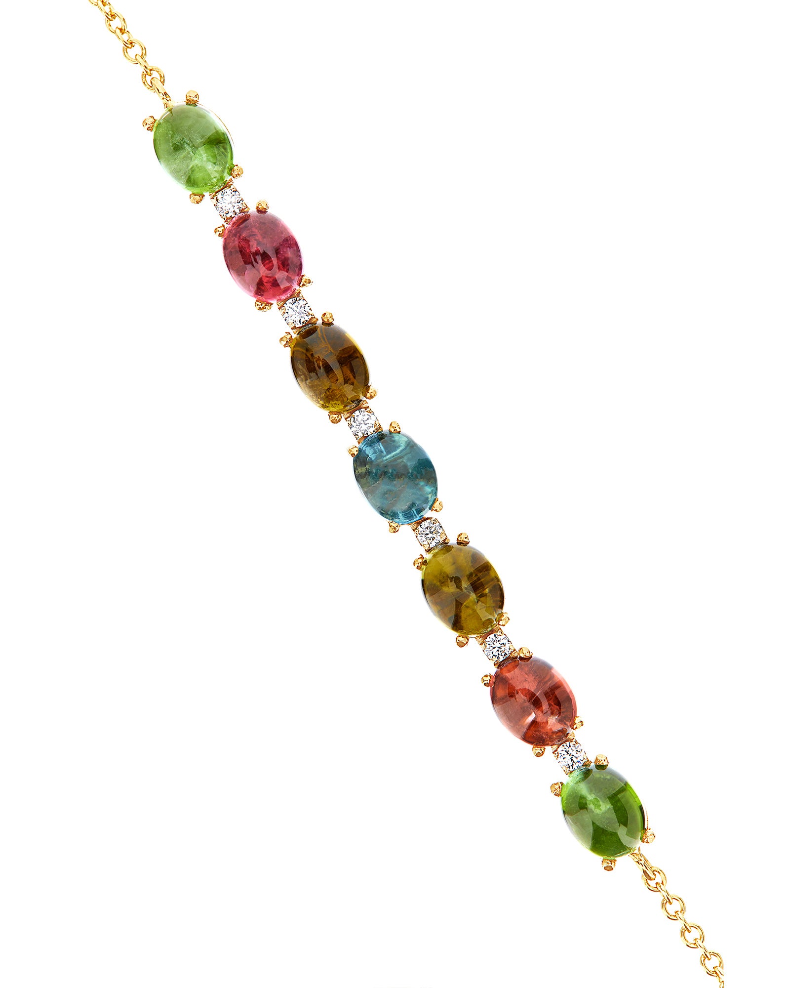 "Tourmalines" Gold, diamonds and tourmaline colorful bracelet