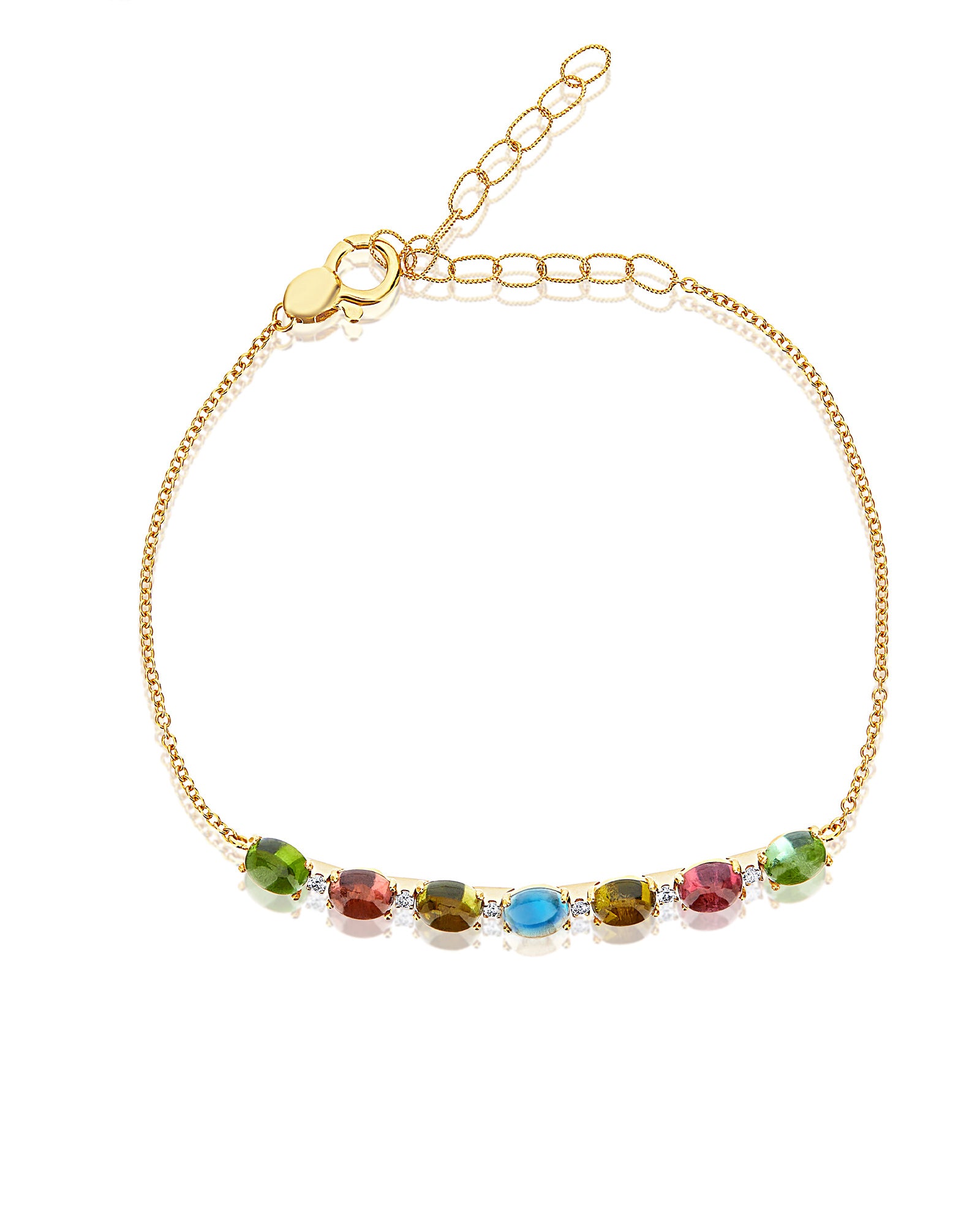 "Tourmalines" Gold, diamonds and tourmaline colorful bracelet