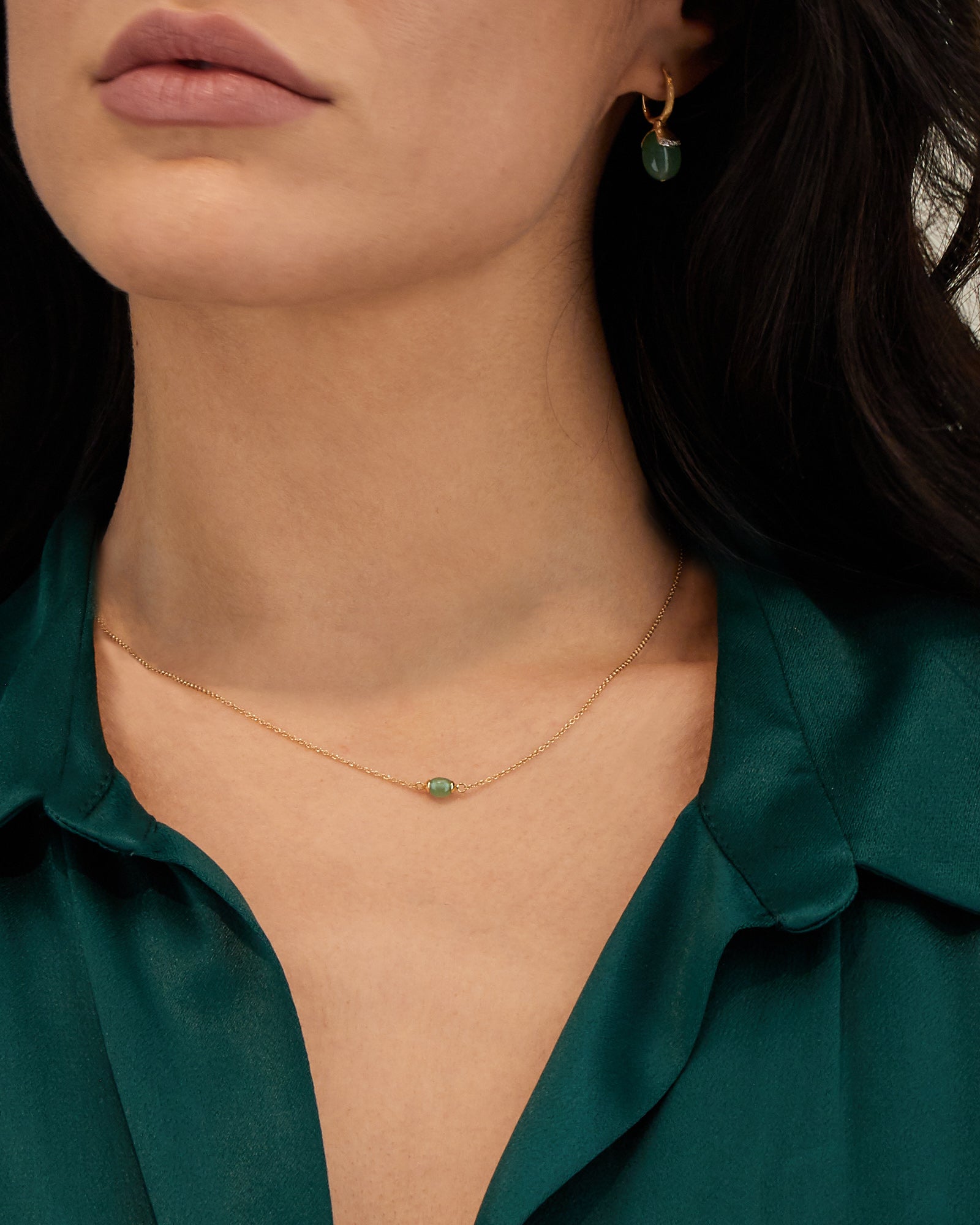"Amazonia" Gold and Green Aventurine Necklace (SMALL)