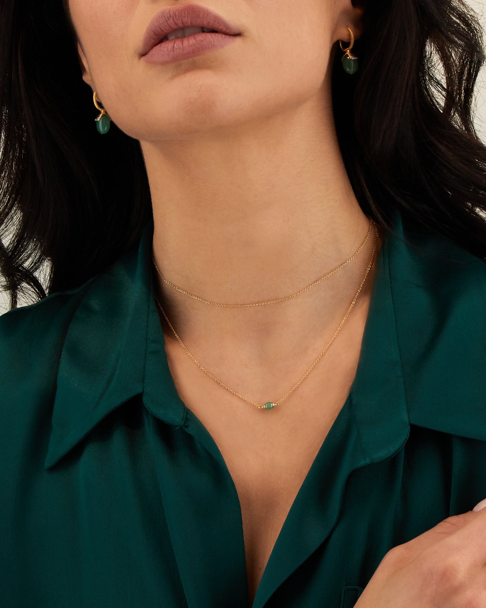 "Amazonia" Gold and Green Aventurine Necklace (LARGE)