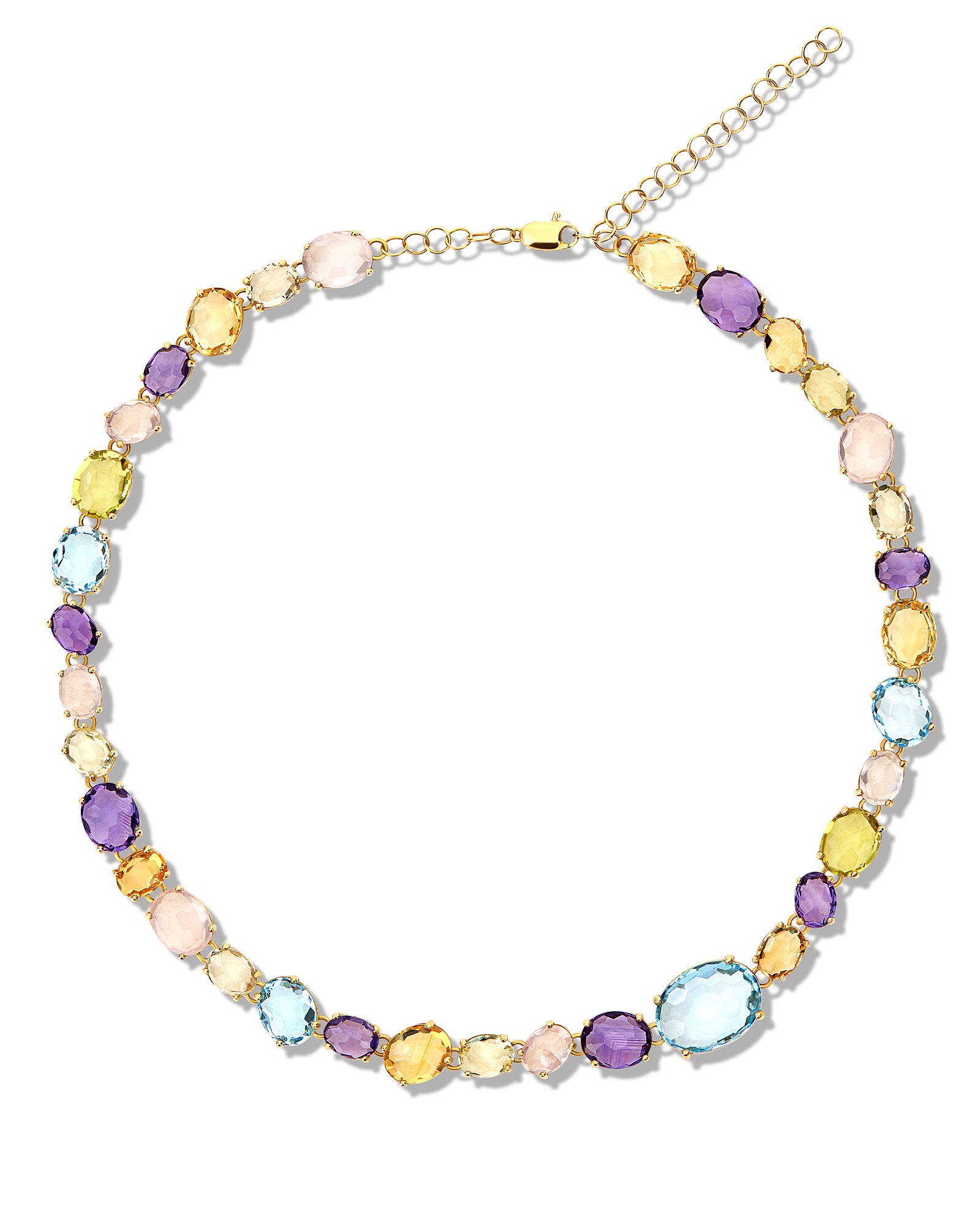"ipanema" gold, amethyst, blue topaz and quartz necklace