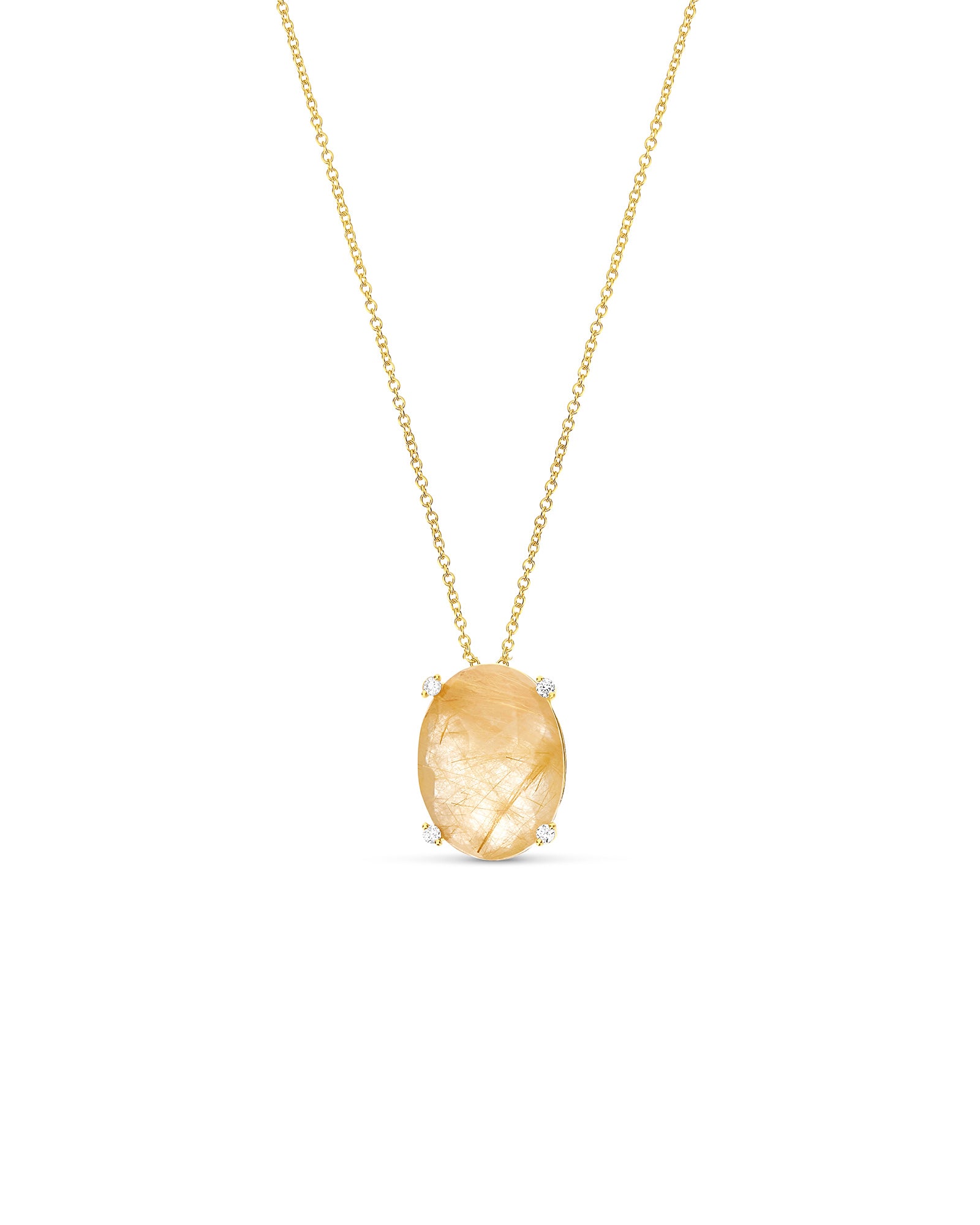 "Ipanema" Yellow rutilated quartz, diamonds and 18kt gold pendant