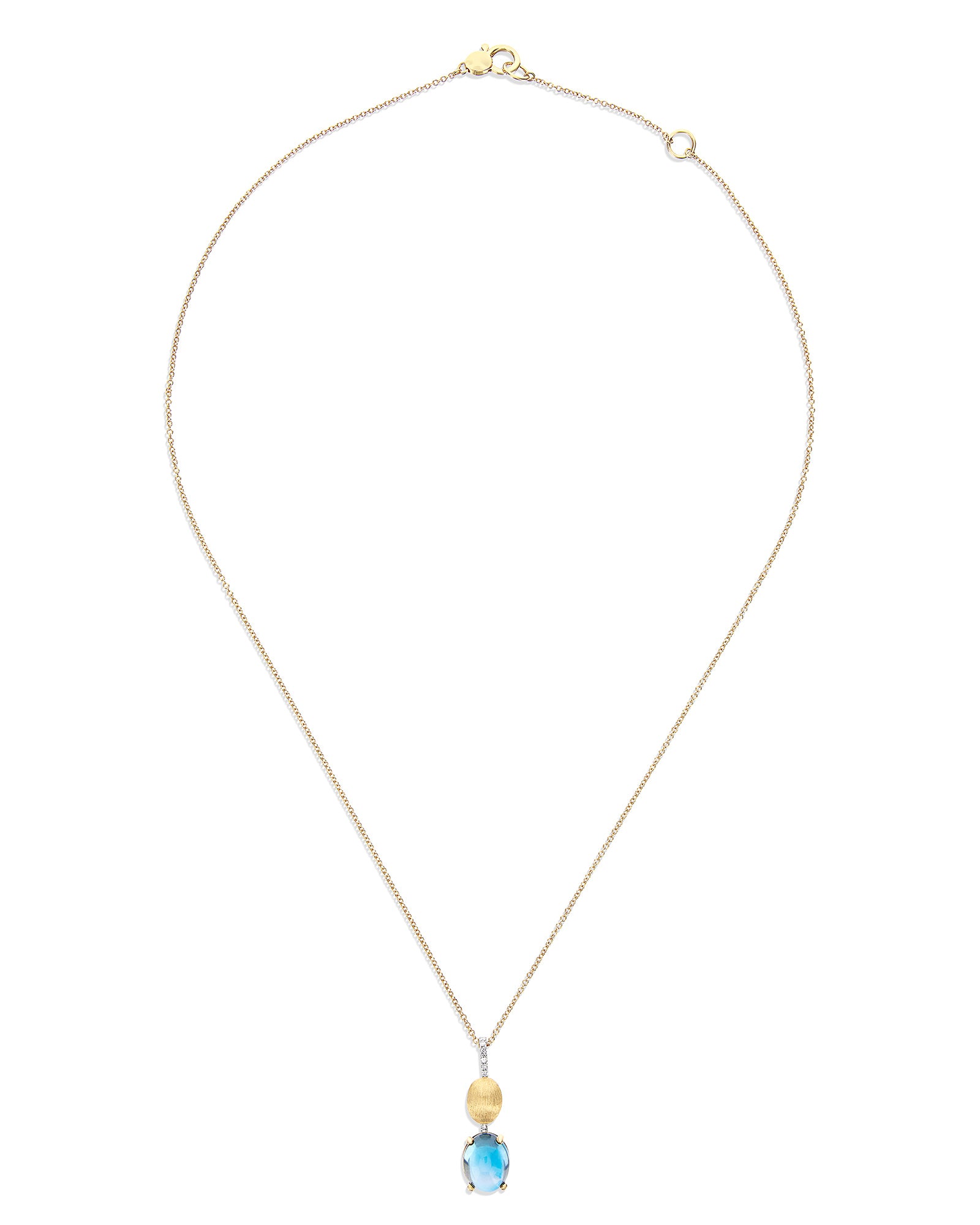 "Azure" Gold, diamonds and London Blue Topaz dainty pendant