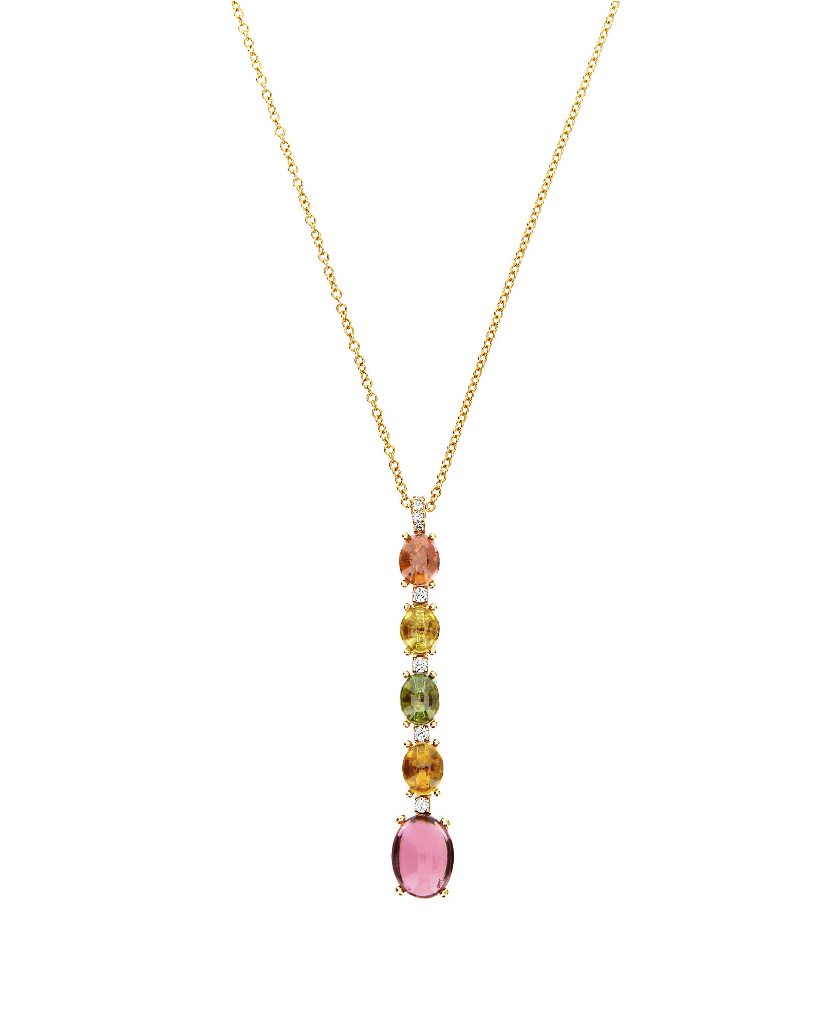 "Tourmalines" gold, diamonds and tourmaline colorful necklace