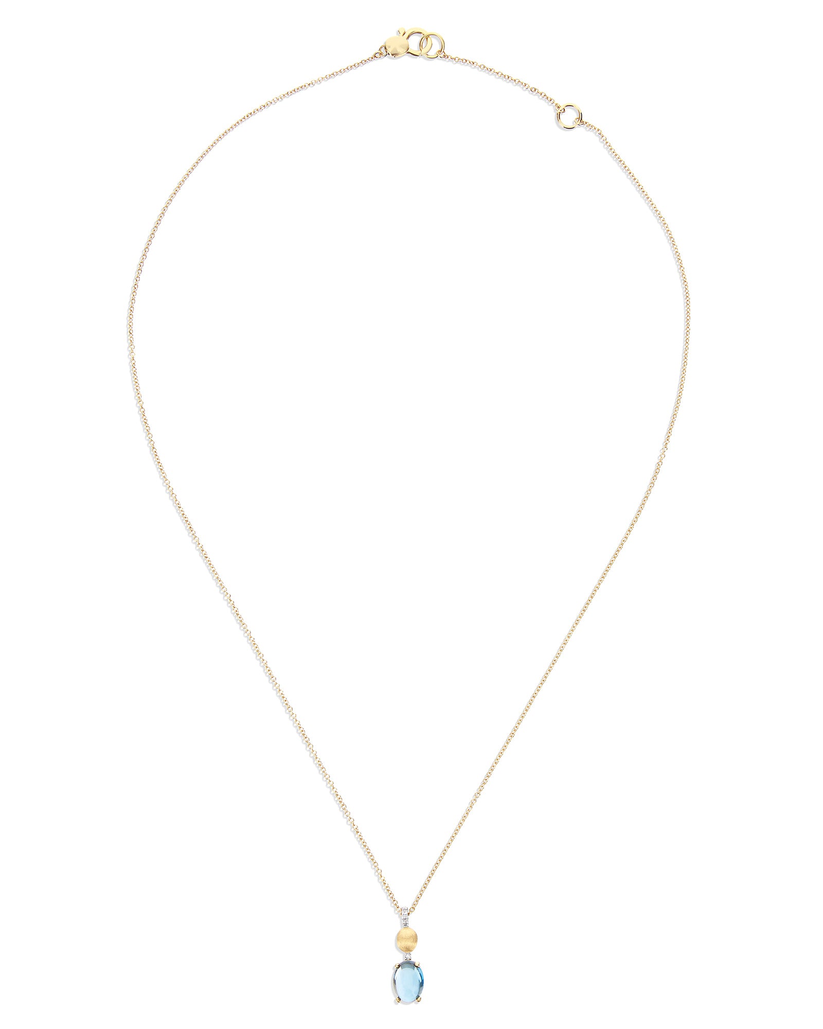 "Azure" Gold, diamonds and London Blue Topaz dainty short pendant
