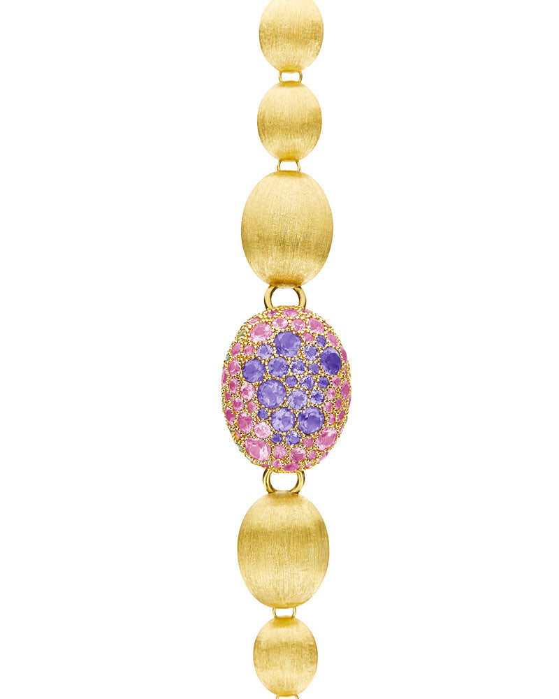 "Reverse" Gold, Sapphire, Tsavorite, Amethyst, Green Labradorite and Rock Crystal Convertible Y Necklace (LARGE)