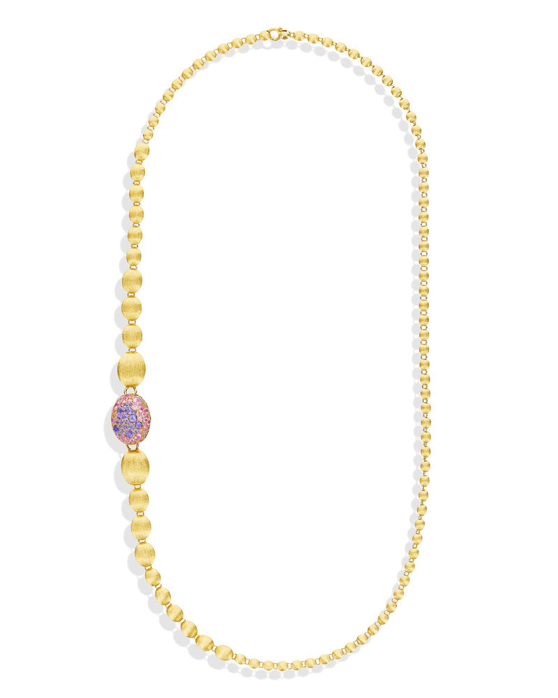 "Reverse" Gold, Sapphire, Tsavorite, Amethyst, Green Labradorite and Rock Crystal Convertible Y Necklace (LARGE)