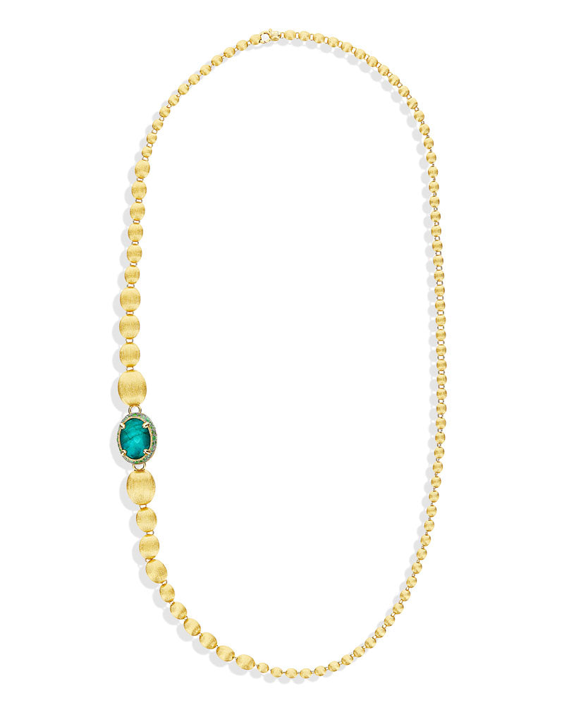 "Reverse" Gold, Sapphire, Tsavorite, Amethyst, Green Labradorite and Rock Crystal Convertible Y Necklace (LARGE)