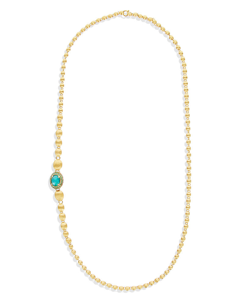 "Reverse" Gold, Sapphire, Tsavorite, Amethyst, Green Labradorite and Rock Crystal Convertible Y Necklace (SMALL)