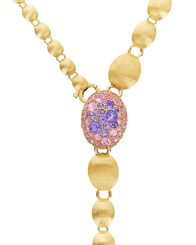 "Reverse" Gold, Sapphire, Tsavorite, Amethyst, Green Labradorite and Rock Crystal Convertible Y Necklace (SMALL)