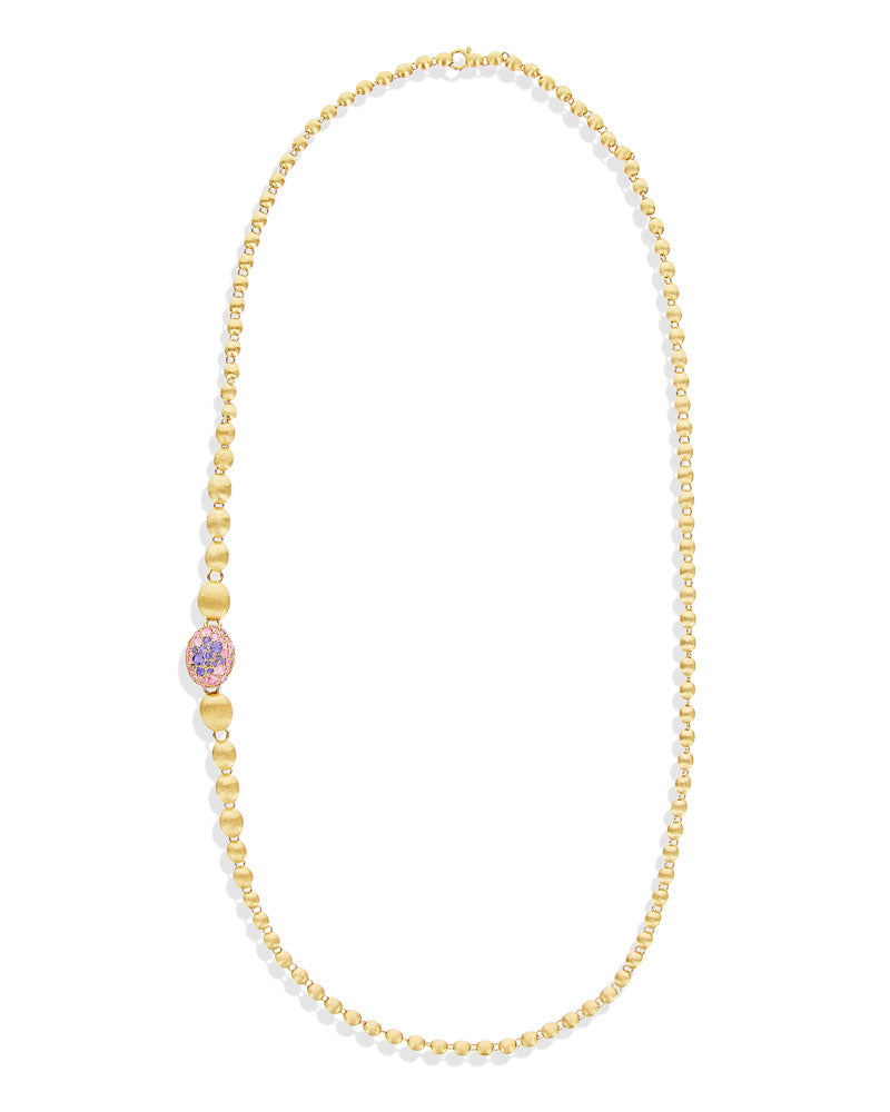 "Reverse" Gold, Sapphire, Tsavorite, Amethyst, Green Labradorite and Rock Crystal Convertible Y Necklace (SMALL)