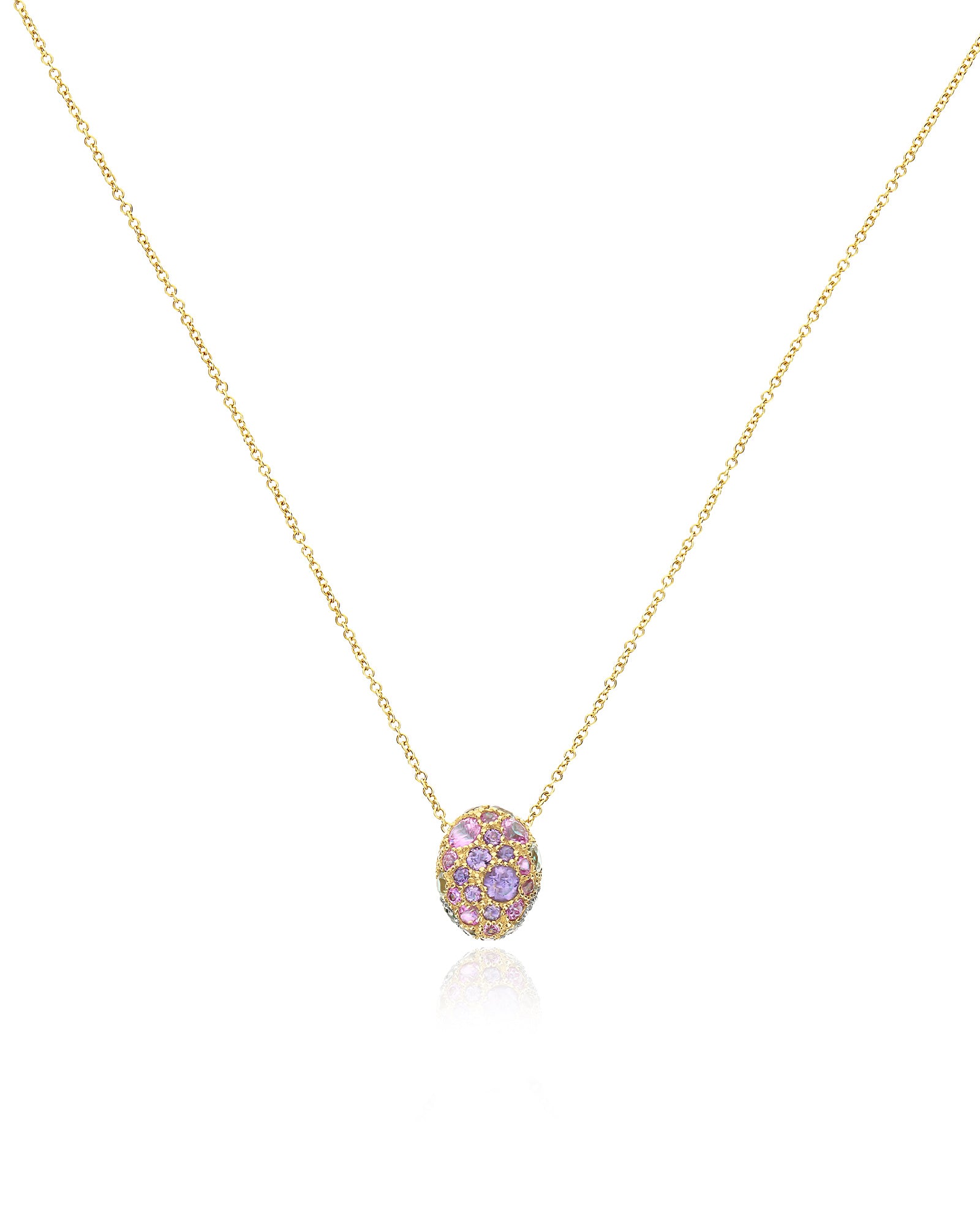 "Reverse" Gold, Sapphire, Tsavorite, Amethyst, Green Labradorite and Rock Crystal Double-face Necklace