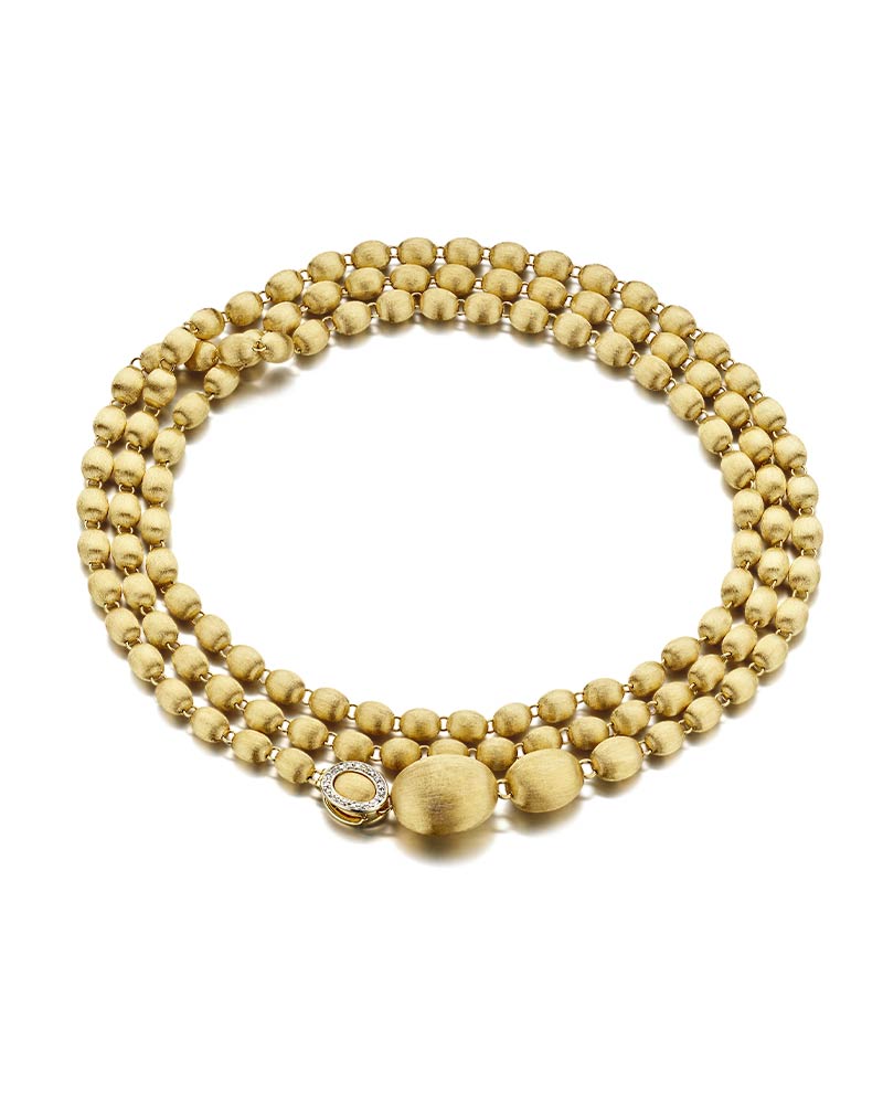 "Ivy" Hand-Engraved Gold Boules and Diamonds Convertible Statement Necklace (LARGE)