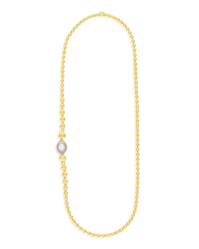 "Reverse" Gold, Pink Sapphires, Rubies, White Australian Opal and Diamonds Convertible Y Necklace