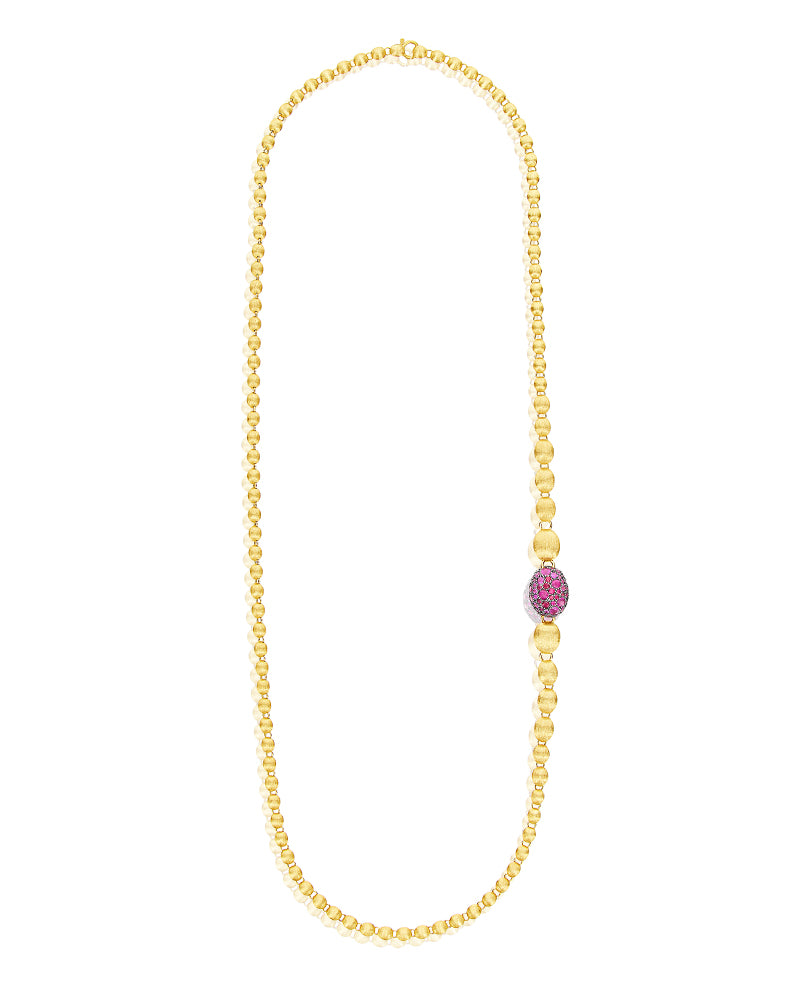 "Reverse" Gold, Pink Sapphires, Rubies, White Australian Opal and Diamonds Convertible Y Necklace