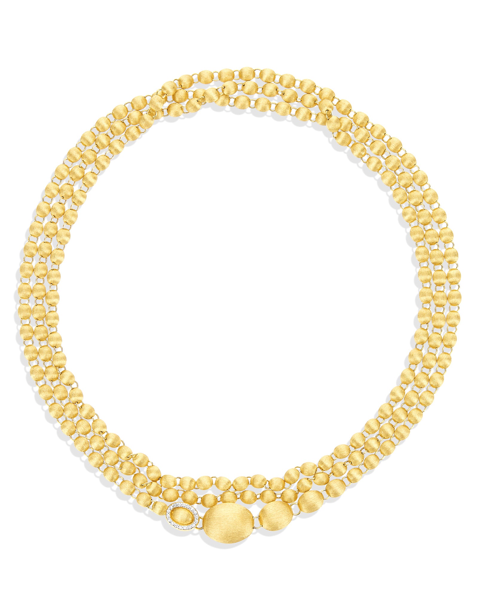 "Ivy" Slim Hand-Engraved Gold Boules and Diamonds Convertible Statement Necklace (LARGE)