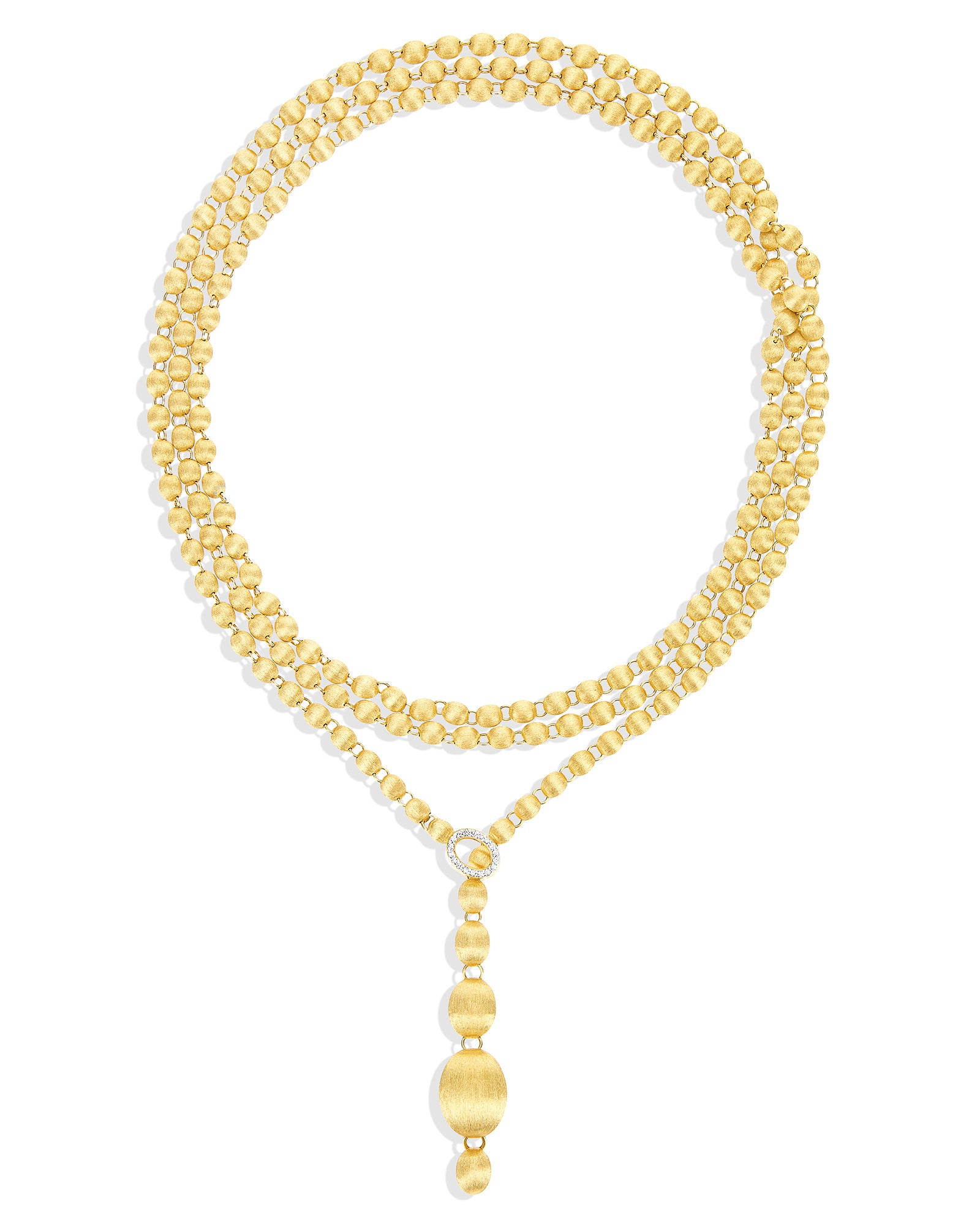 "Ivy" Hand- Engraved Gold Boules and Diamonds Convertible Statement Necklace (SLIM)