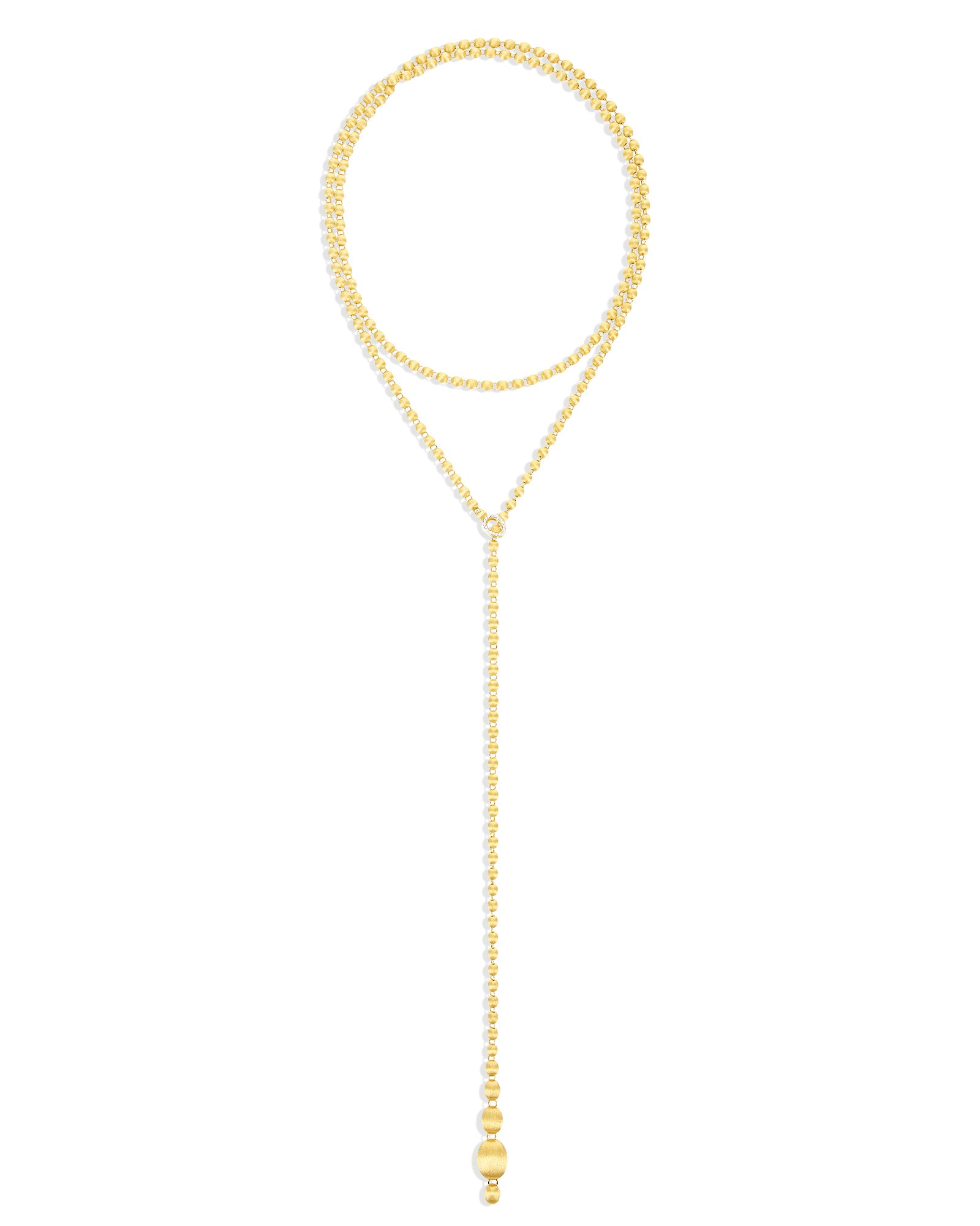 "Ivy" Slim Hand-Engraved Gold Boules and Diamond Convertible Statement Necklace (LARGE)
