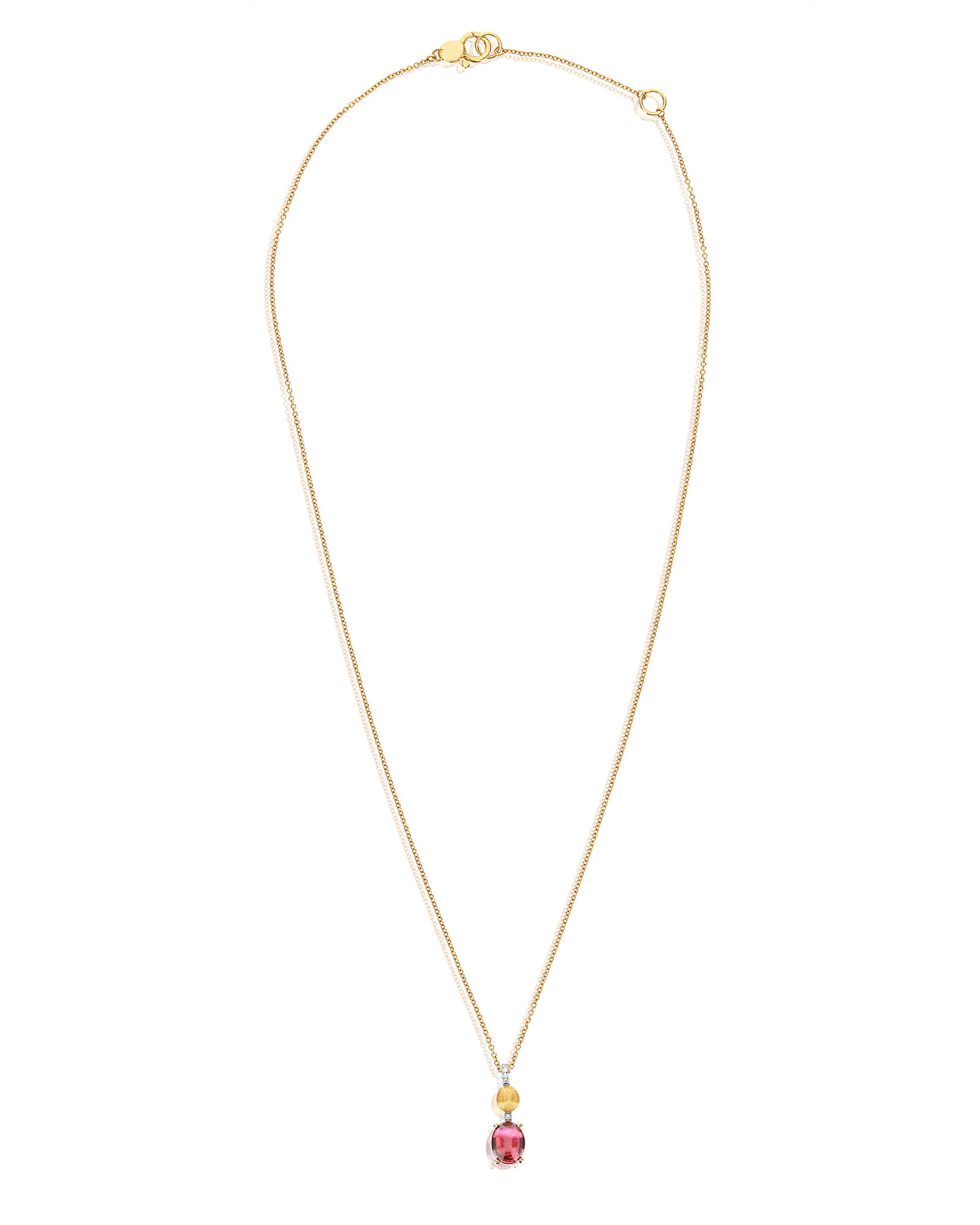 "Tourmalines" Gold, diamonds and pink tourmaline necklace (small pendant)