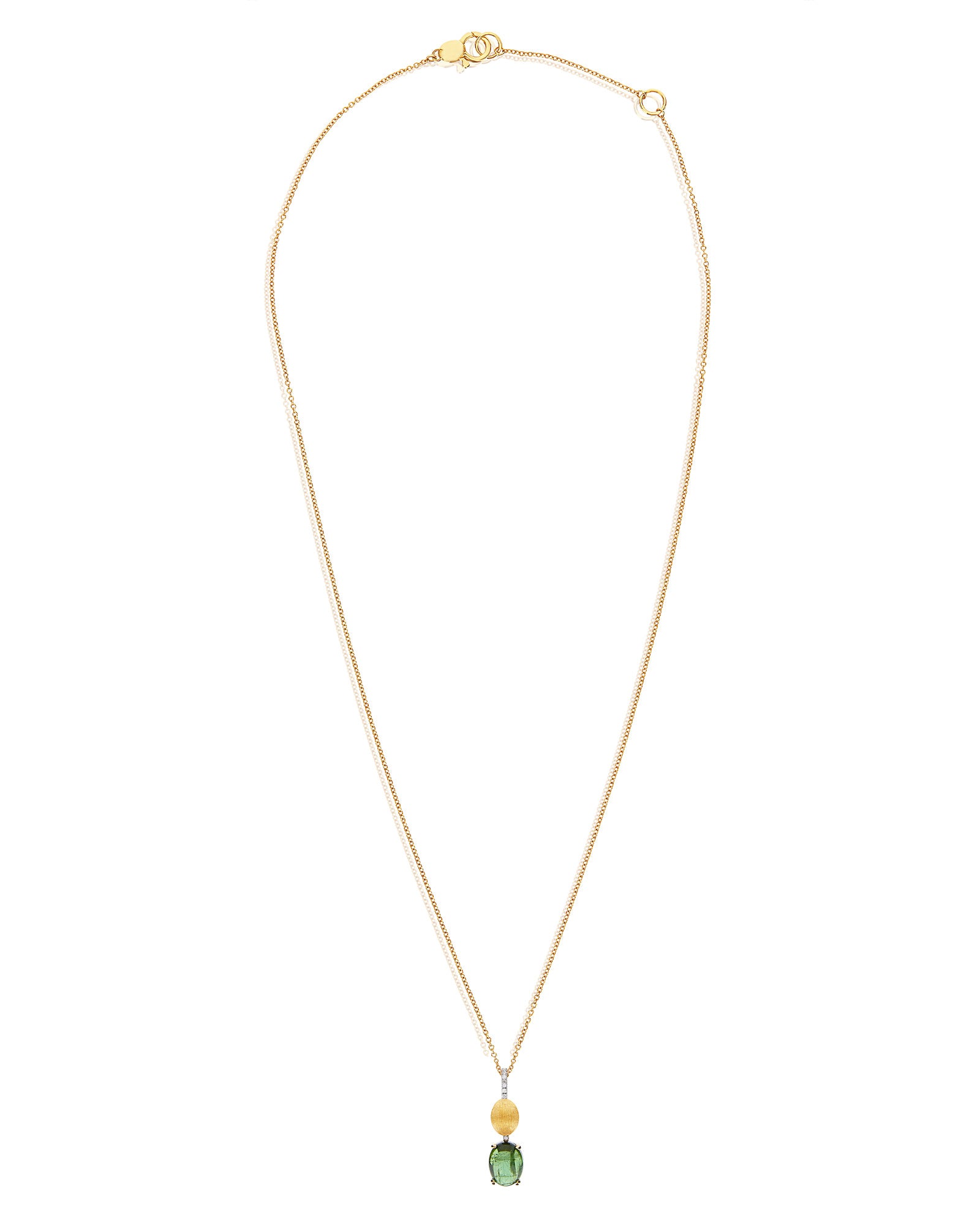 "Tourmalines" Gold, diamonds and green tourmaline necklace (big pendant)