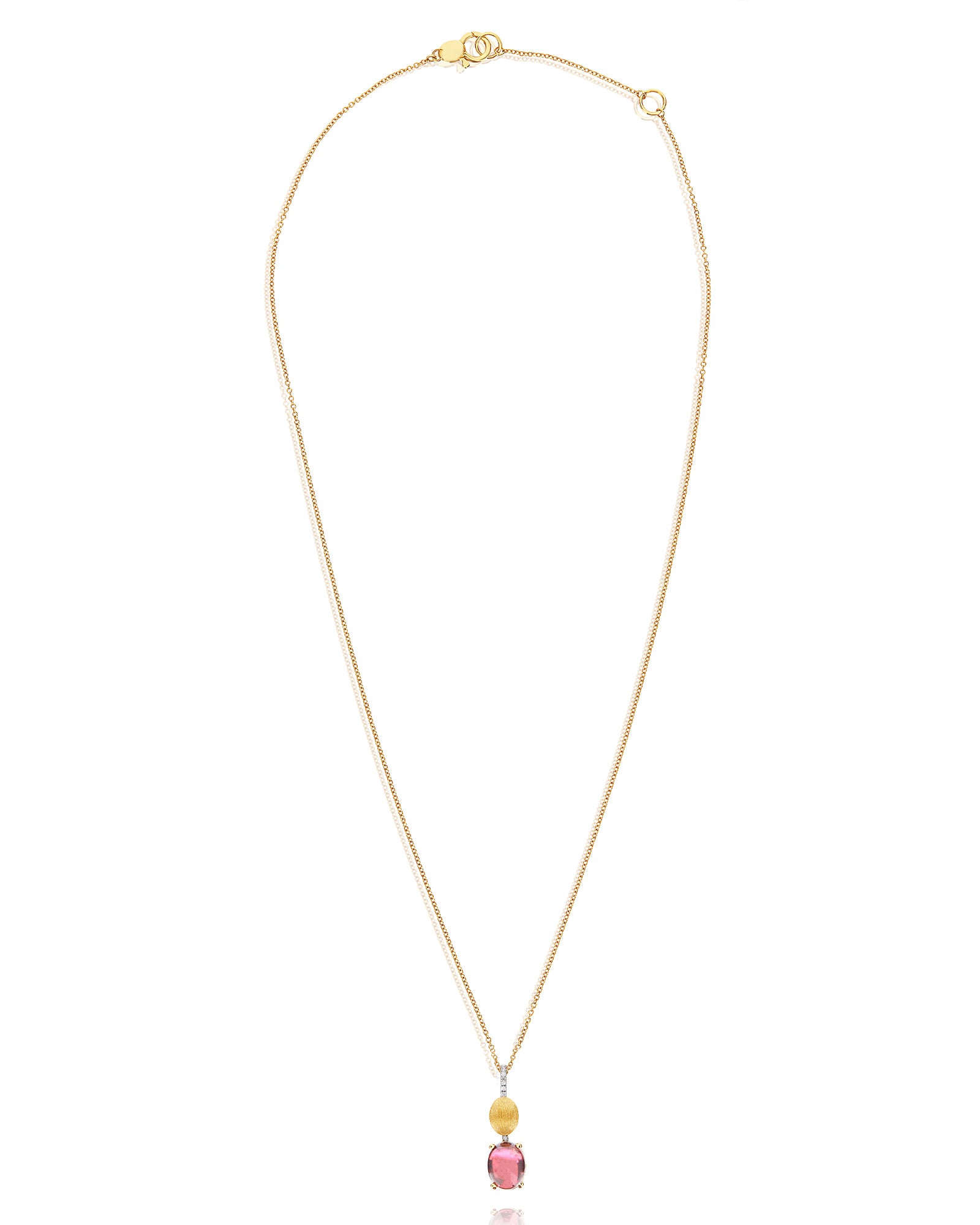 "Tourmalines" Gold, diamonds and pink tourmaline necklace (big pendant)