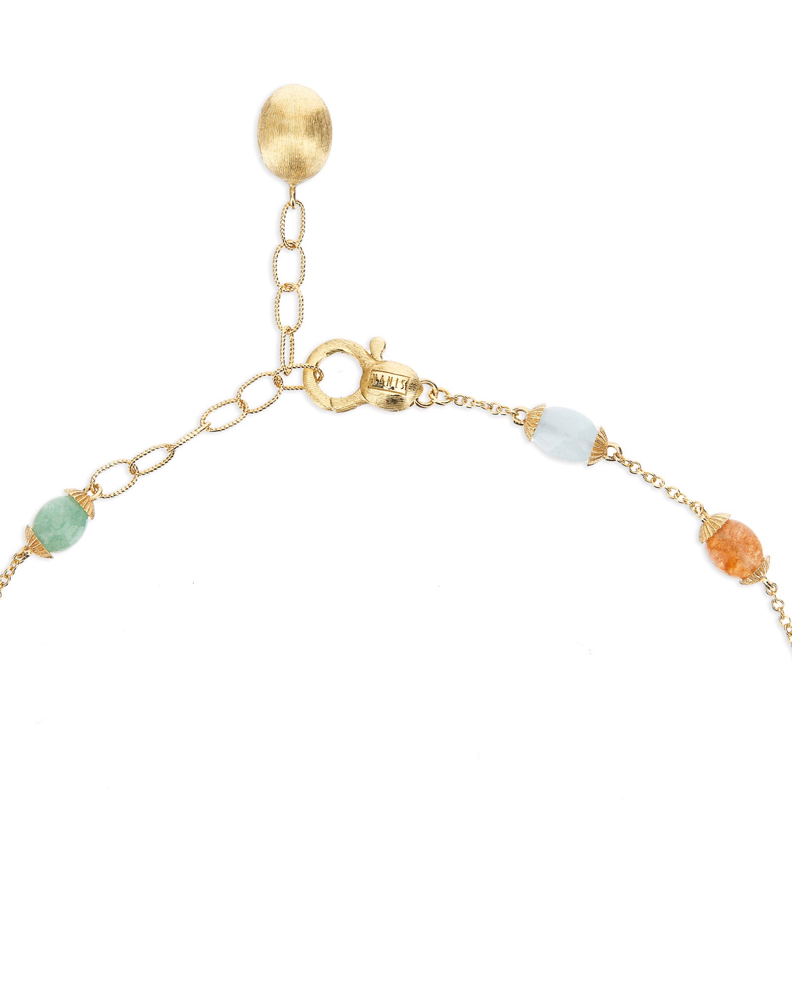 "Rainbow" gold boules and natural stones anklet