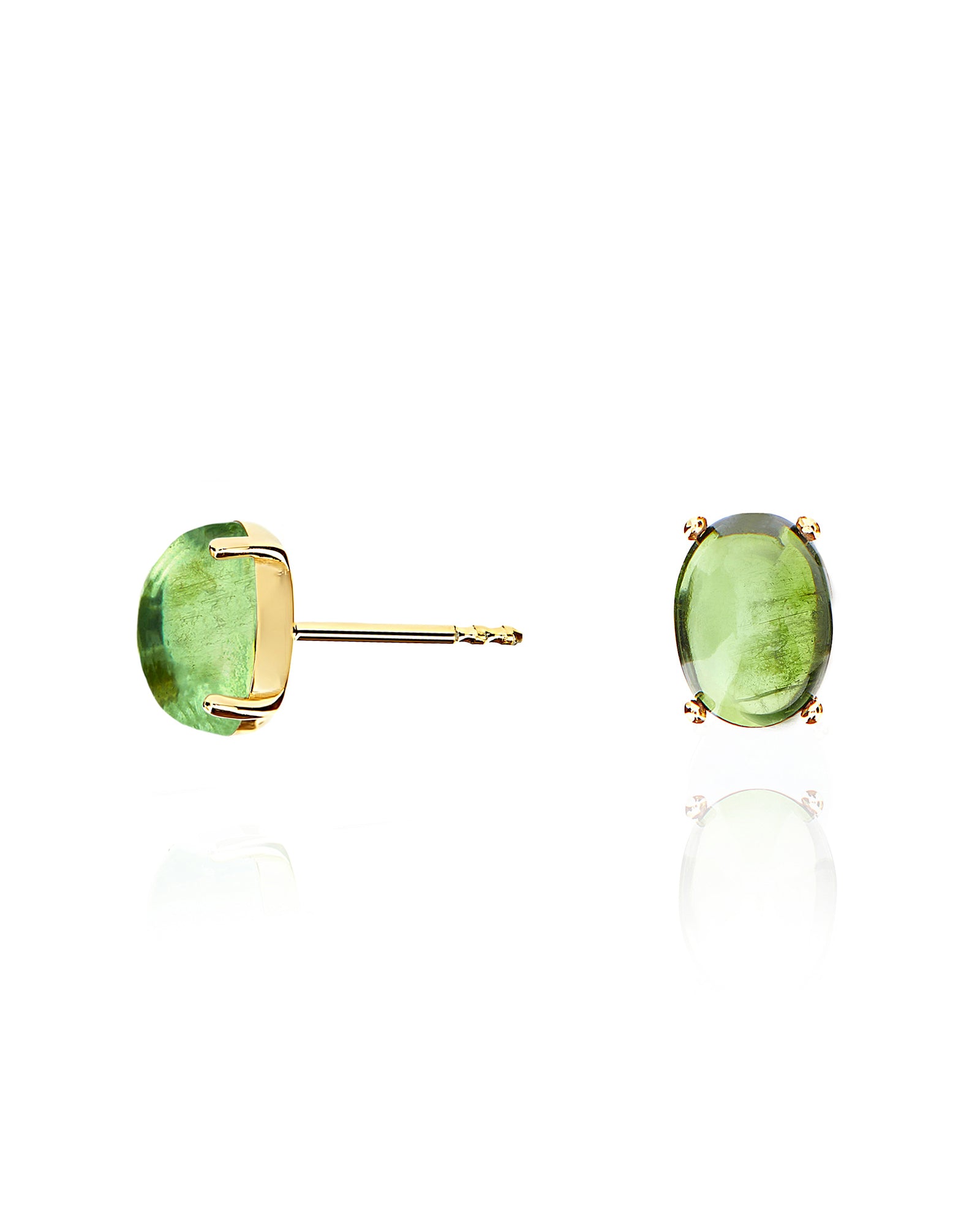 "Tourmalines" Gold and green tourmaline stud earrings (large)
