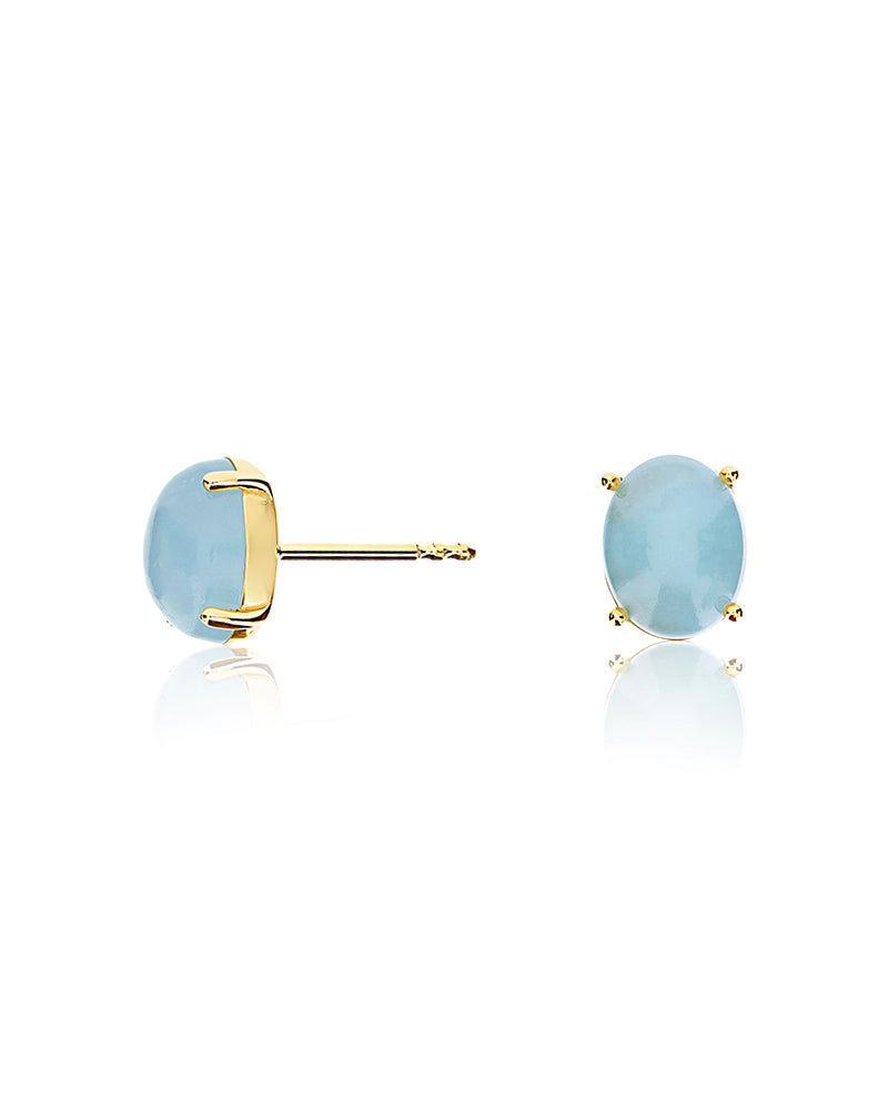 "Azure" Gold and Aquamarine stud earrings