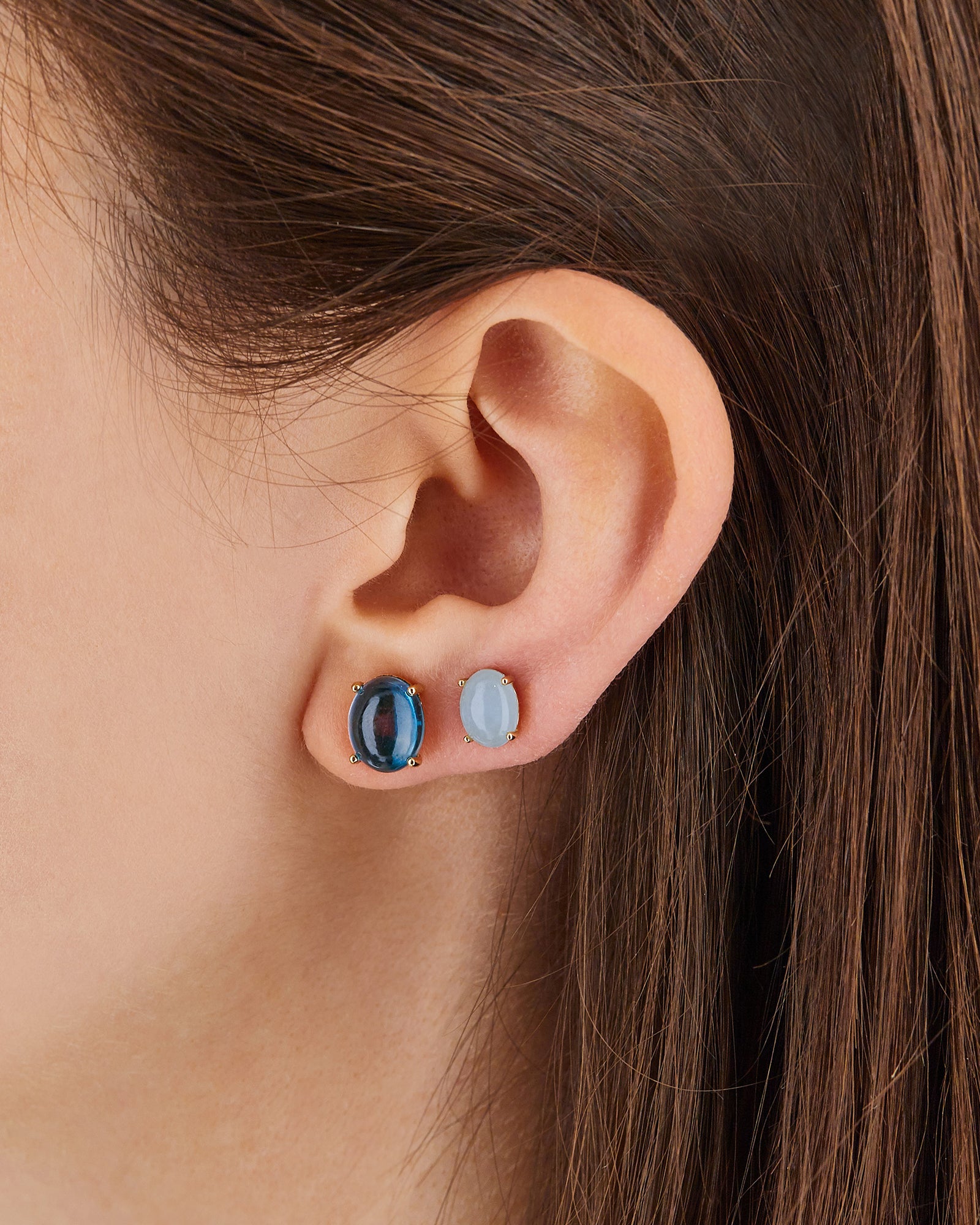 "Azure" Gold and London Blue stud earrings