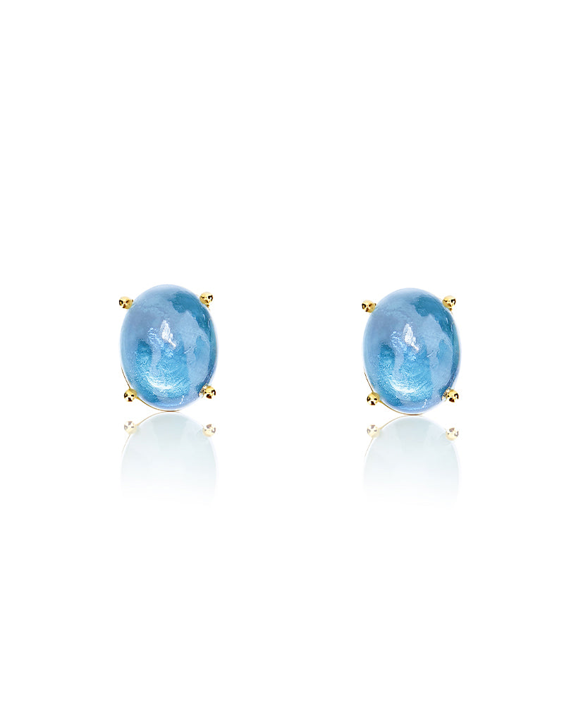 "Azure" Gold and London Blue stud earrings