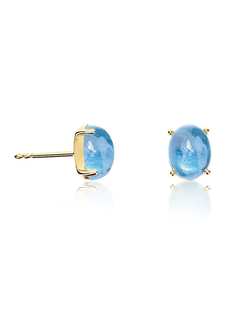 "Azure" Gold and London Blue stud earrings