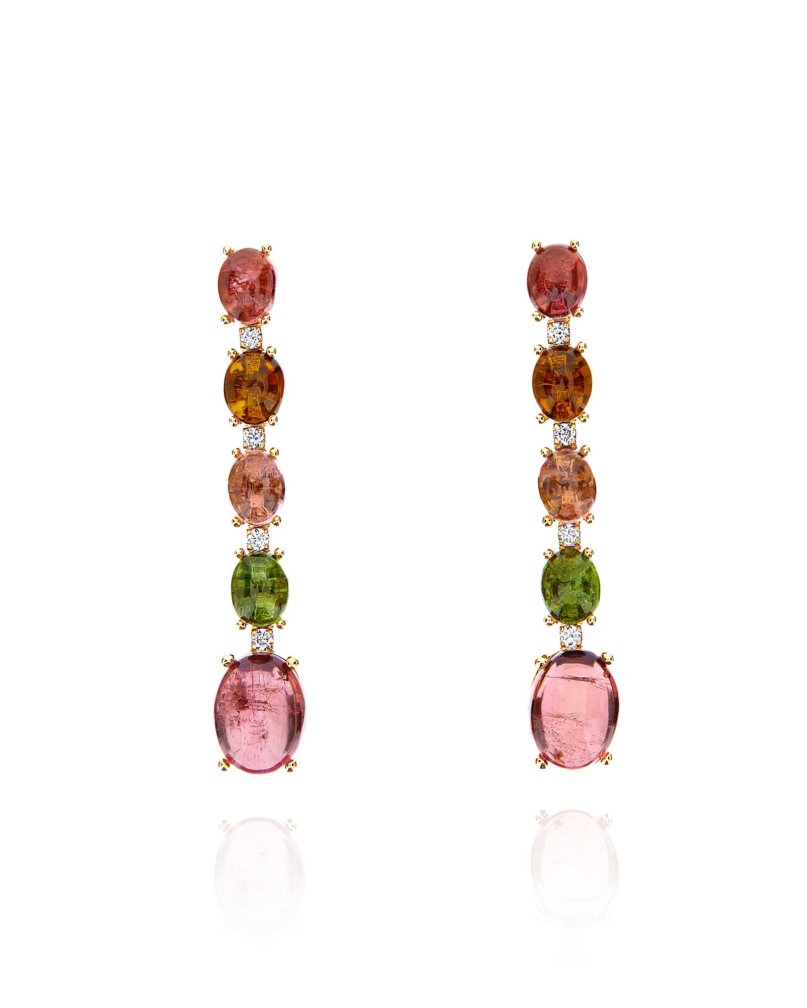 "Tourmalines" Gold, Diamonds and tourmaline colorful earrings