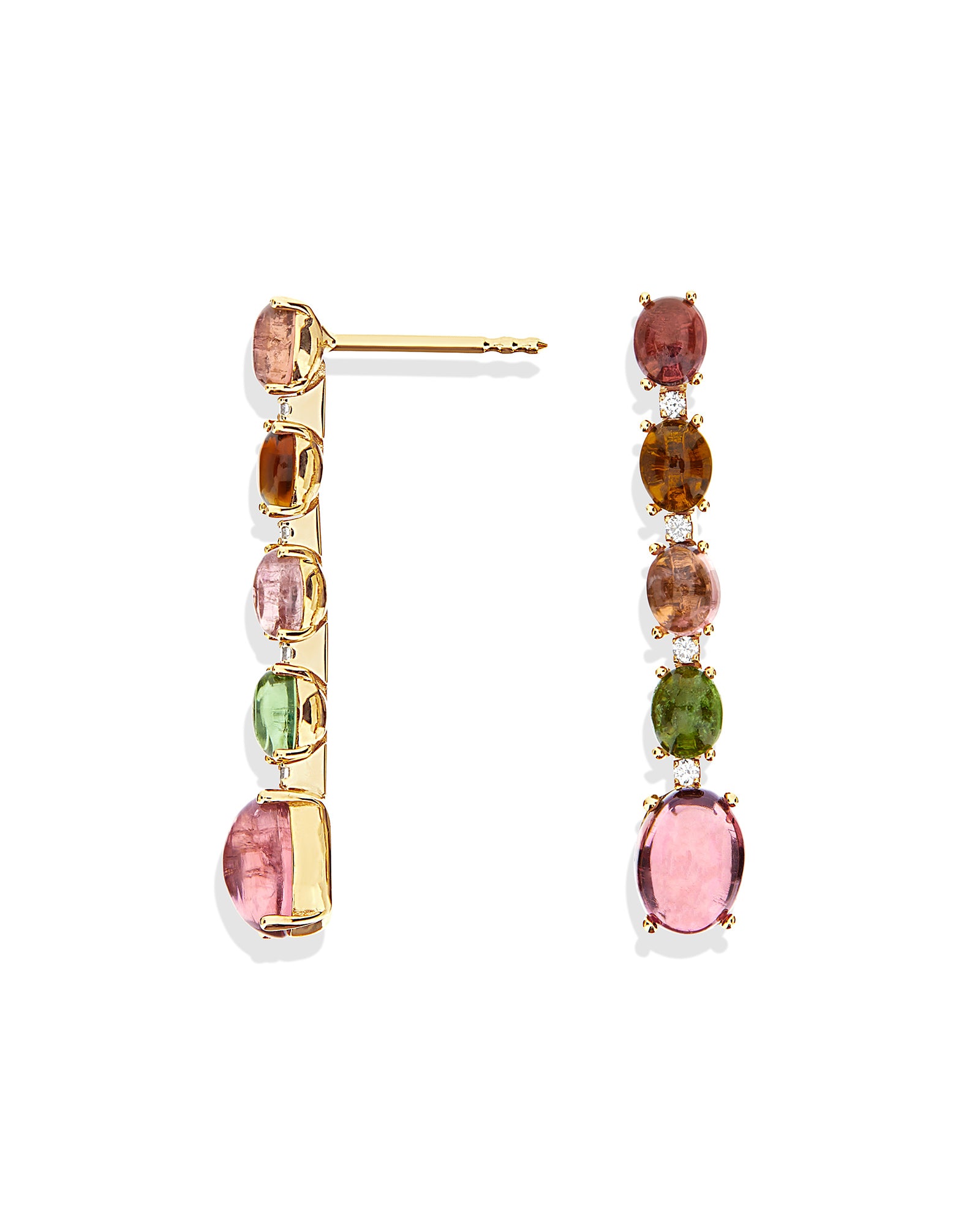 "Tourmalines" Gold, Diamonds and tourmaline colorful earrings