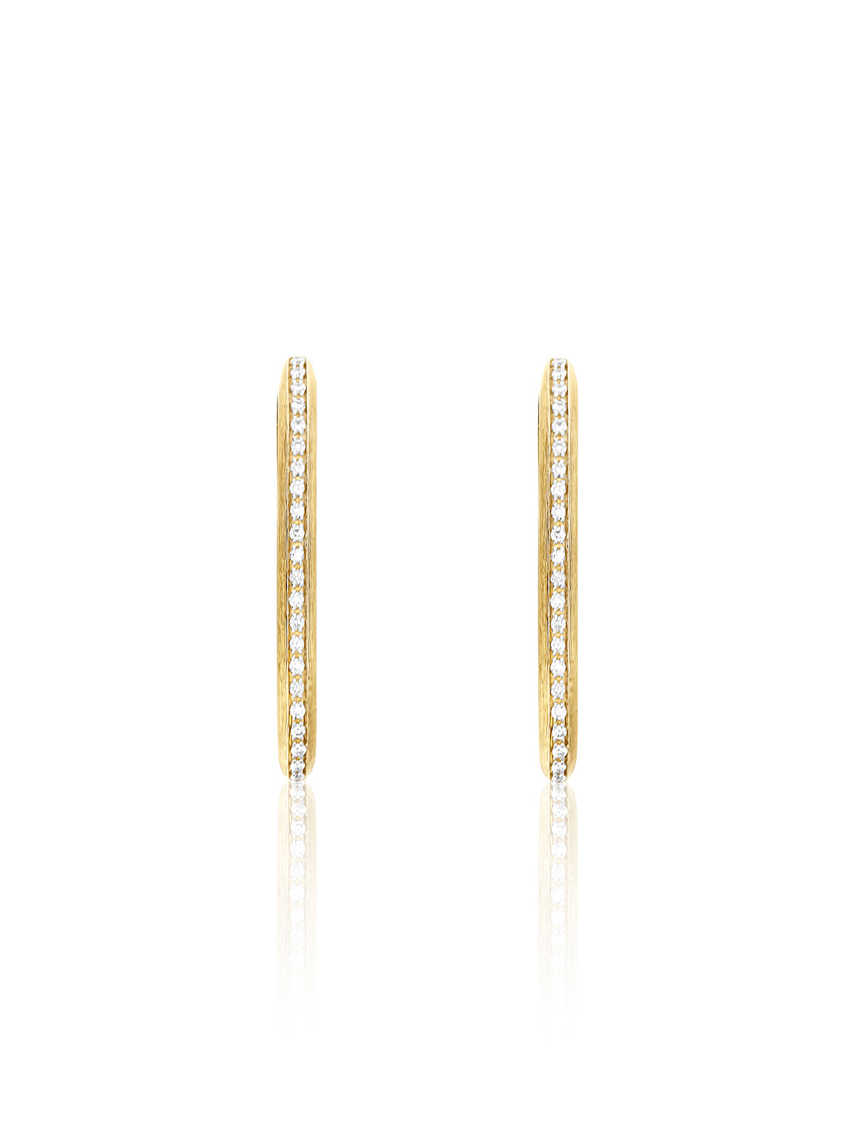 Libera Icon small gold oval hoop earrings with diamonds