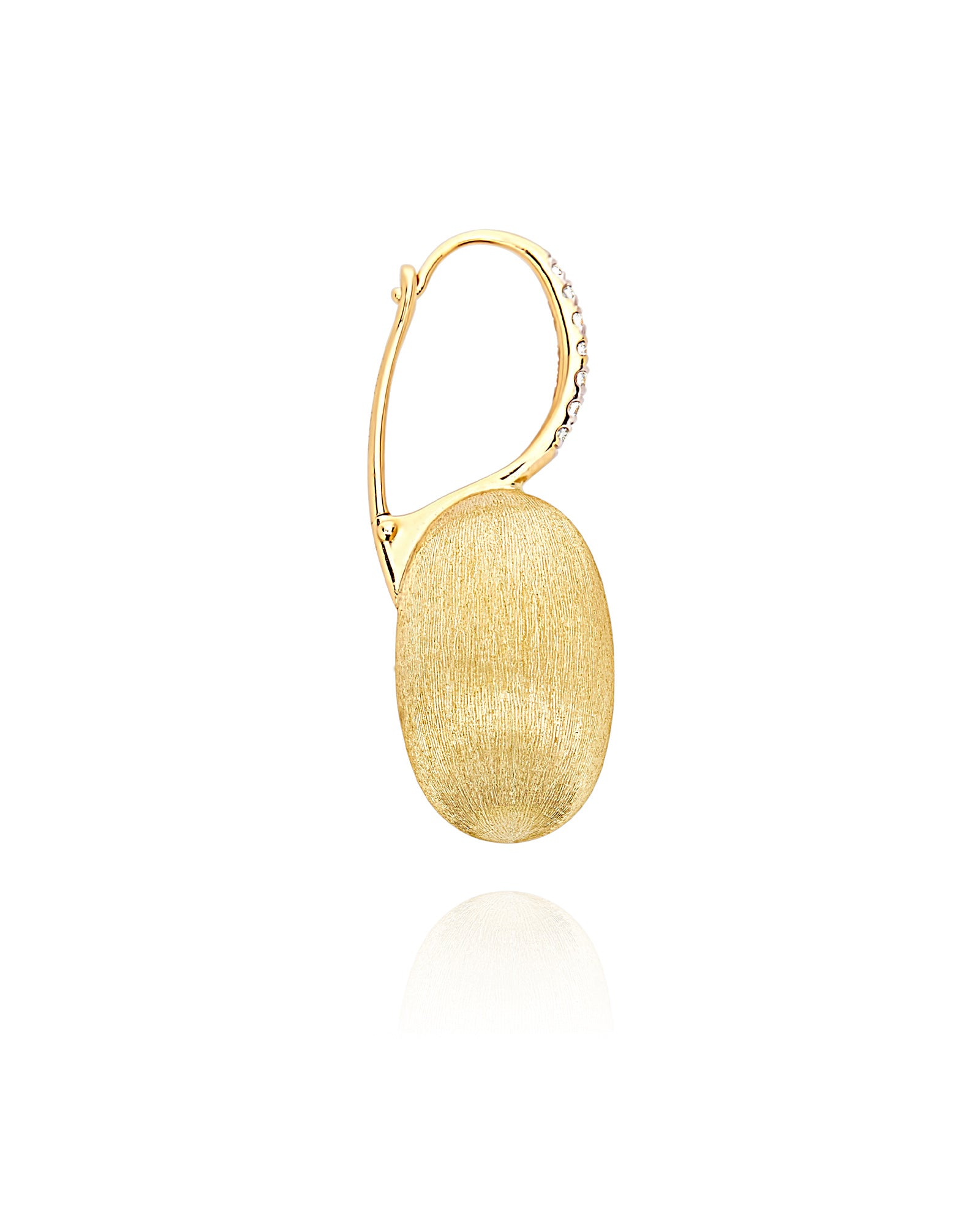 "Ciliegina" Gold ball drop single earring with diamond details (LARGE)