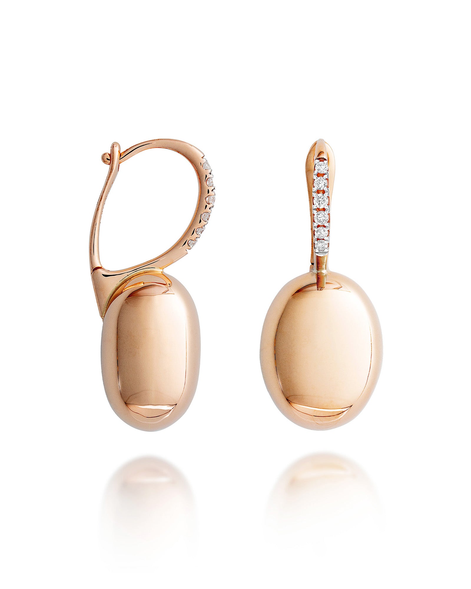 "Ciliegine" rose gold boules and diamonds details earrings (medium)
