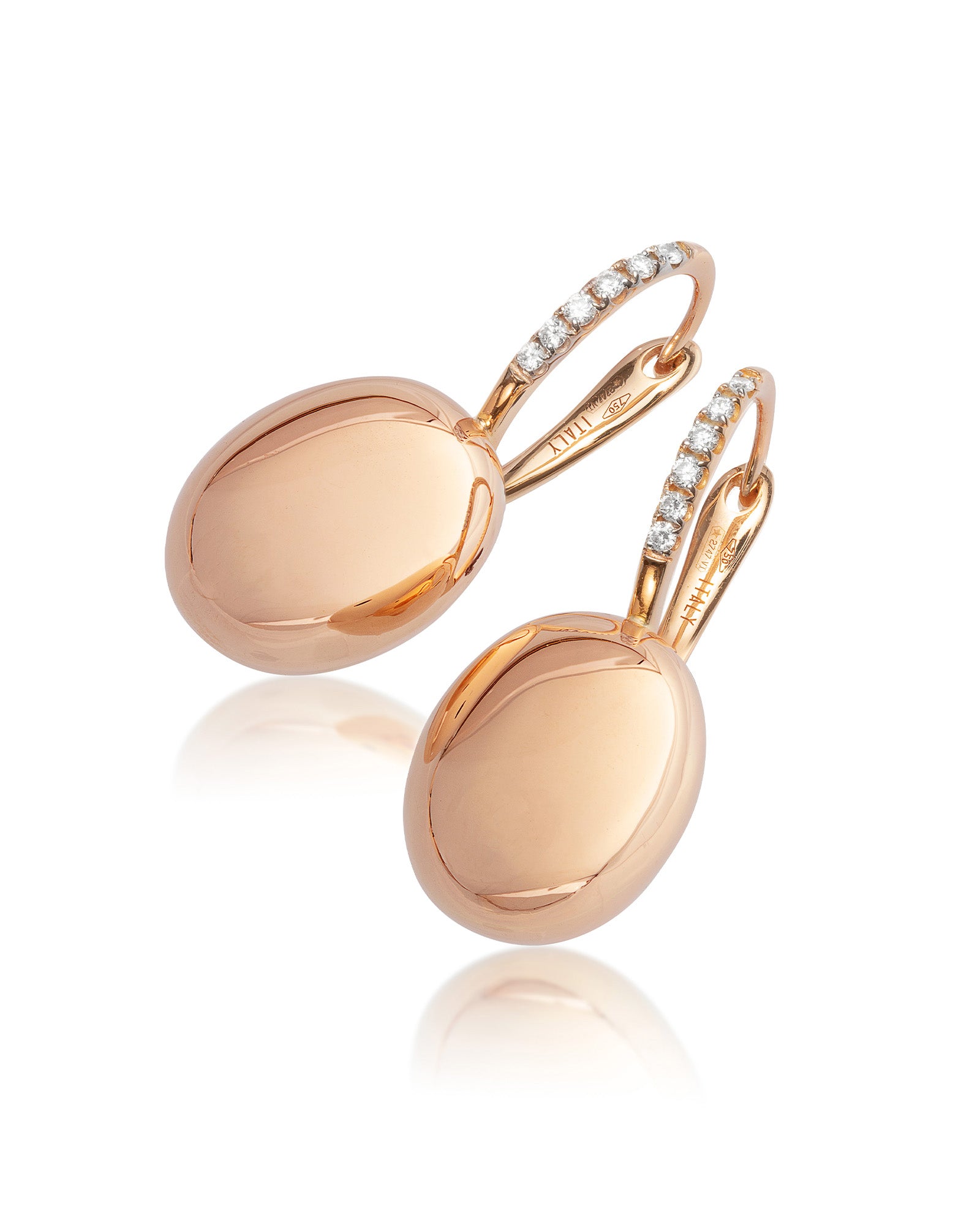 "Ciliegine" rose gold boules and diamonds details earrings (medium)