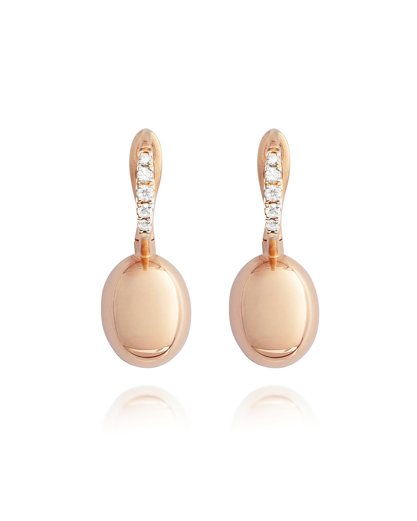 "Ciliegine" rose gold boules and diamonds details earrings (small)