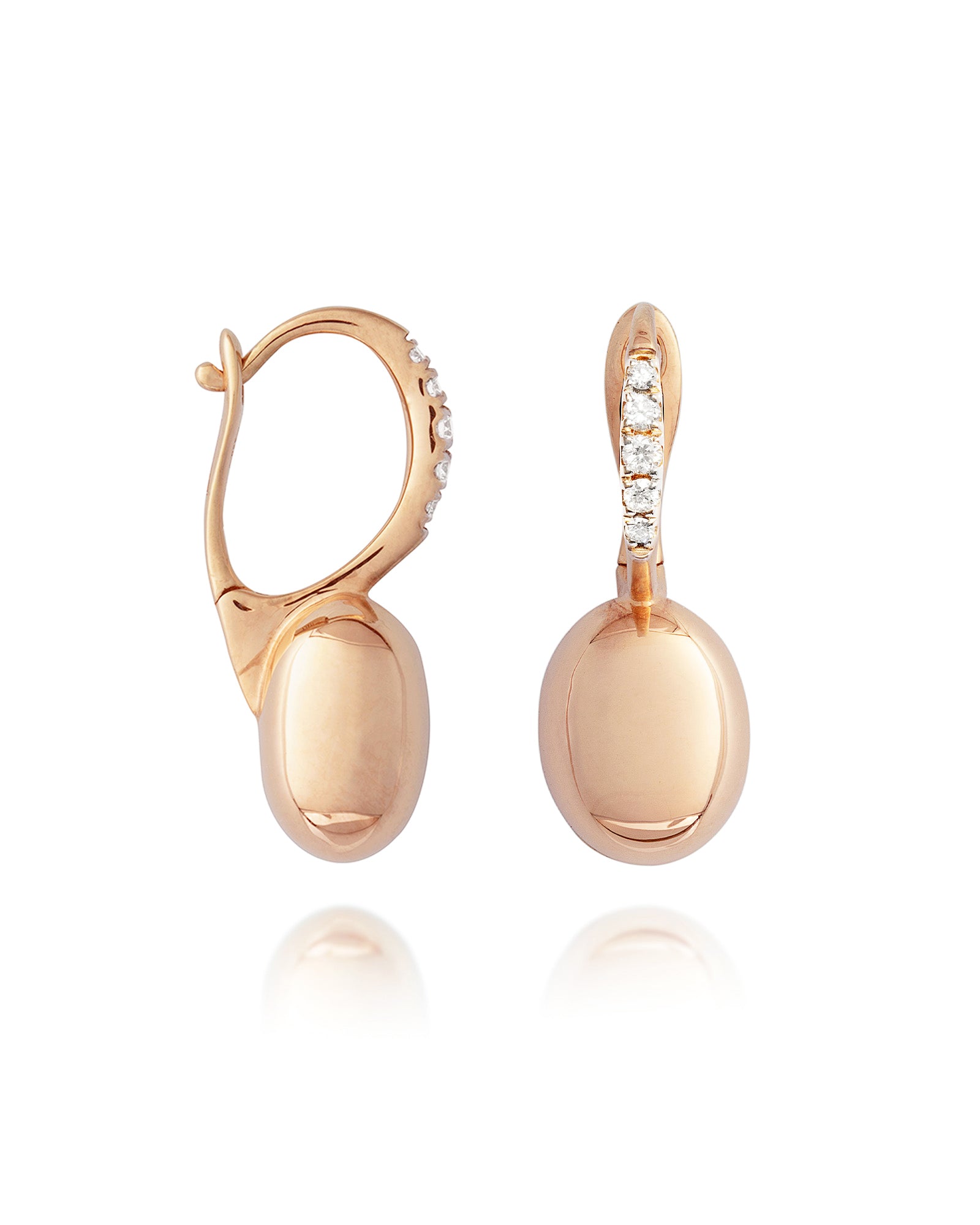 "Ciliegine" rose gold boules and diamonds details earrings (small)
