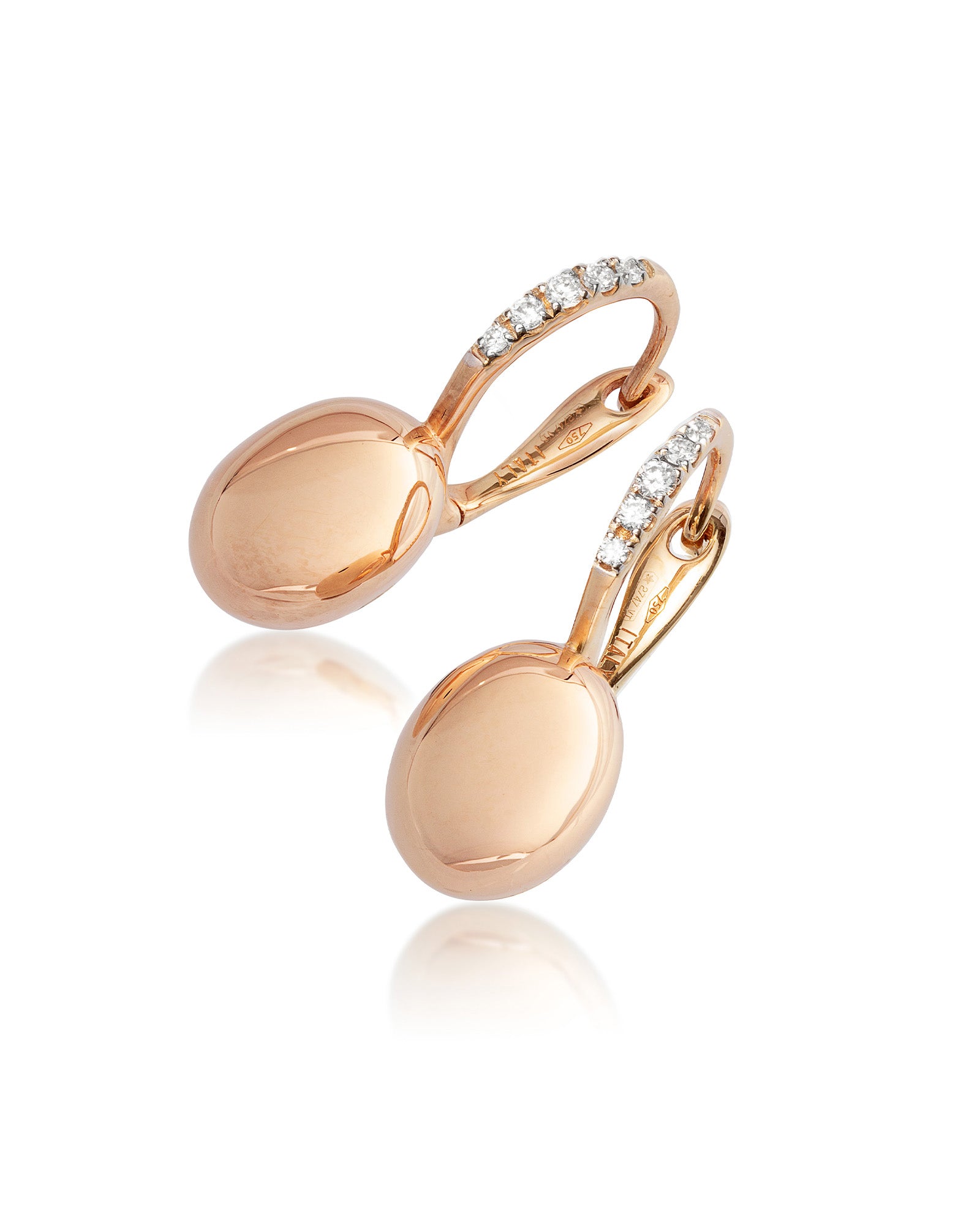 "Ciliegine" rose gold boules and diamonds details earrings (small)