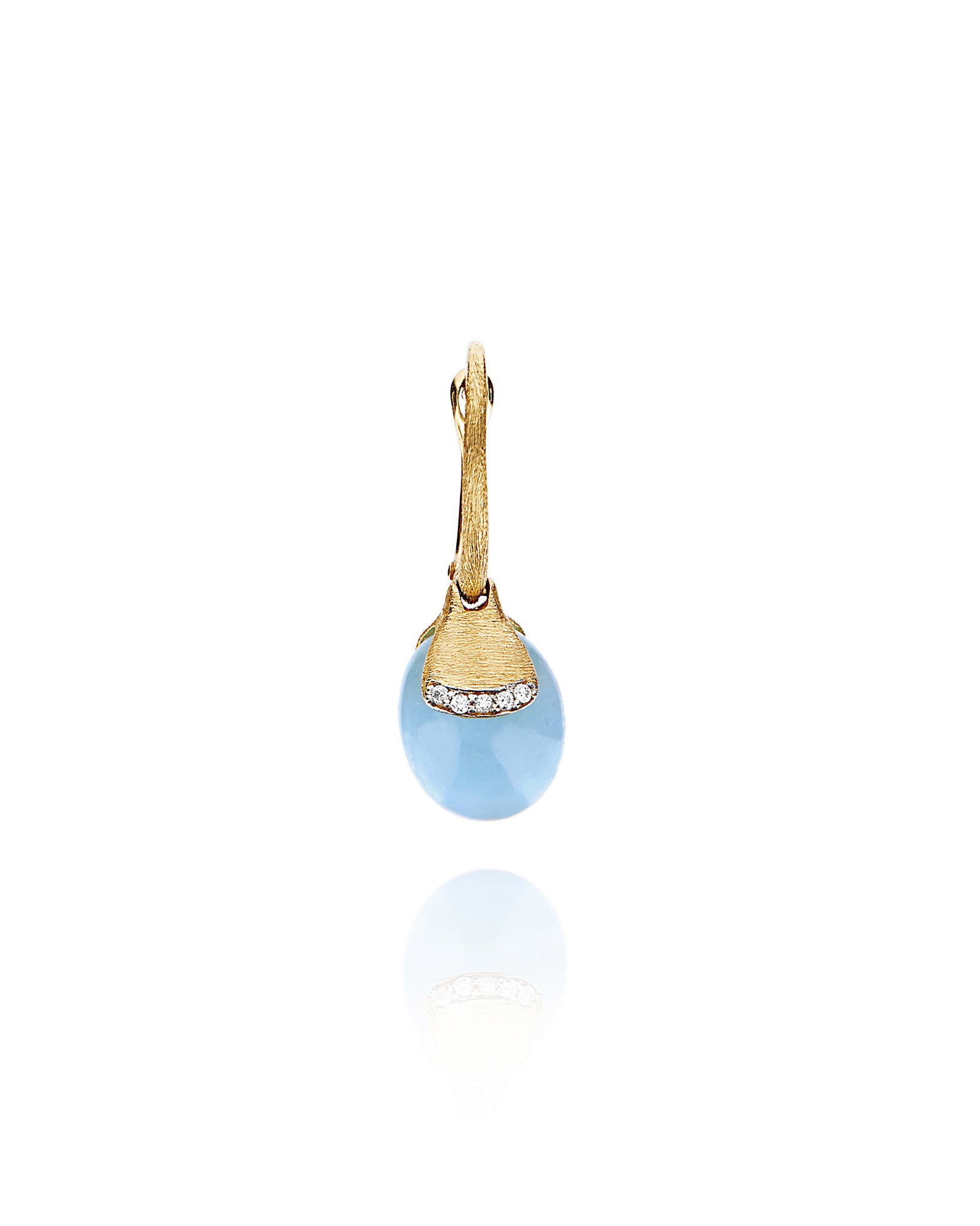 Azure "Amulets" Ciliegina Gold and Milky Aquamarine Ball Drop Single Earring with Diamonds Details (SMALL)