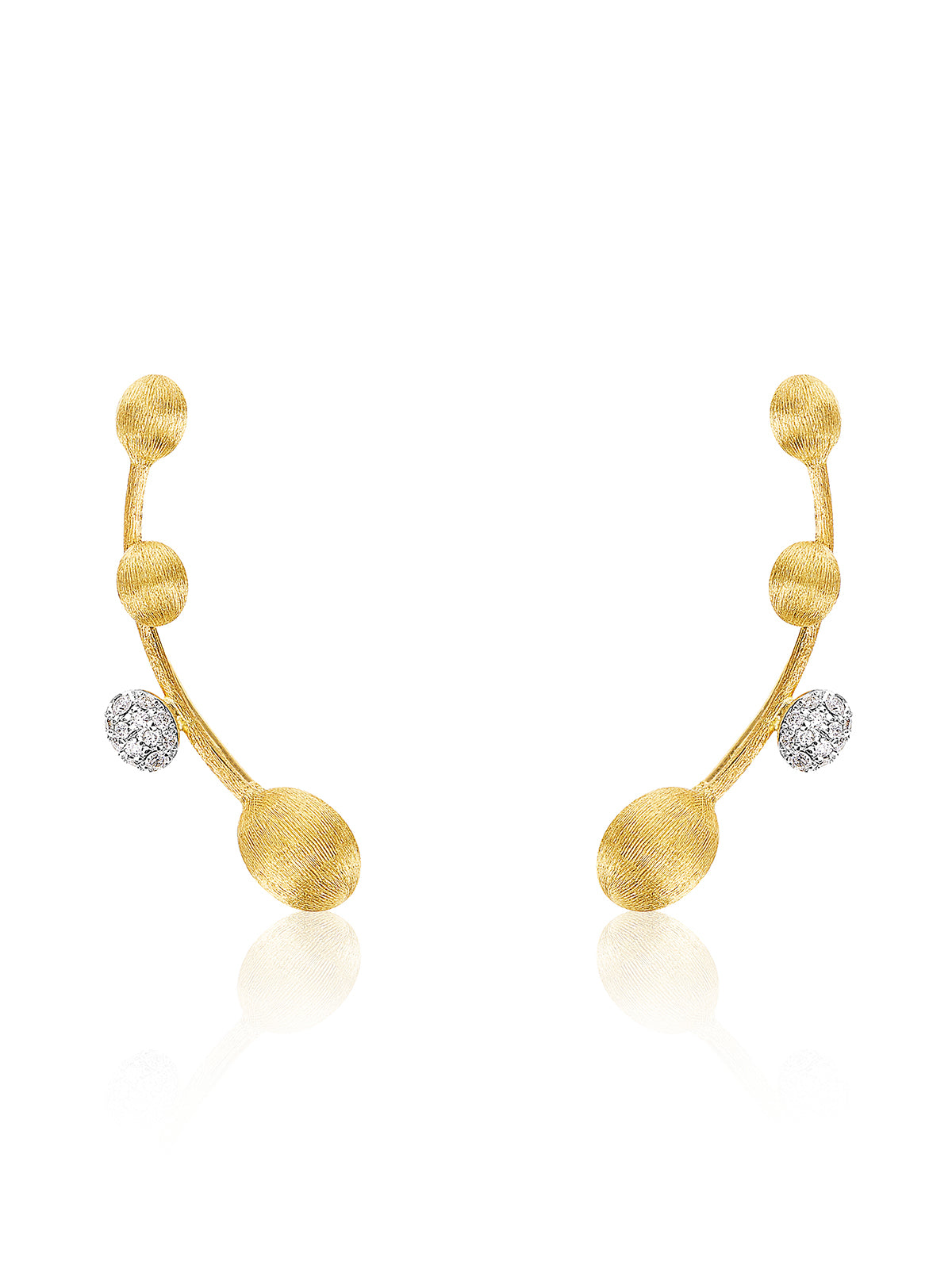 "Elite" Gold and Diamonds Twig-shaped Earrings