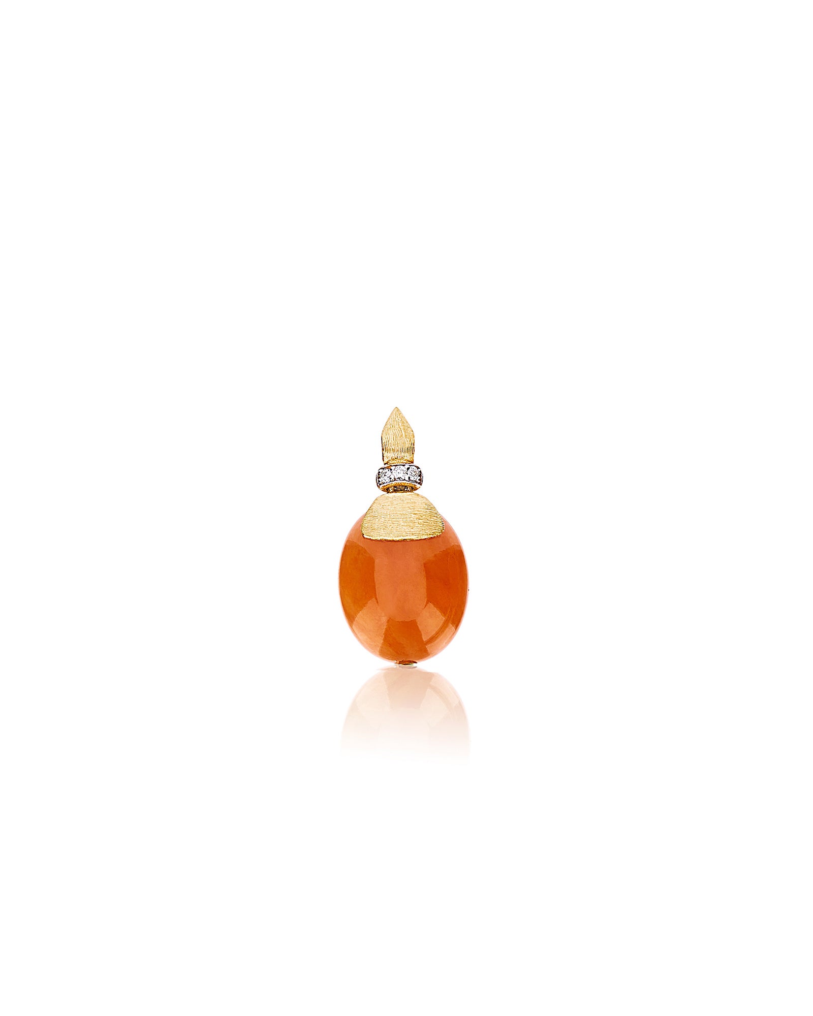 "Petra" Gold, Diamonds and Orange Aventurine Pendant (MEDIUM)